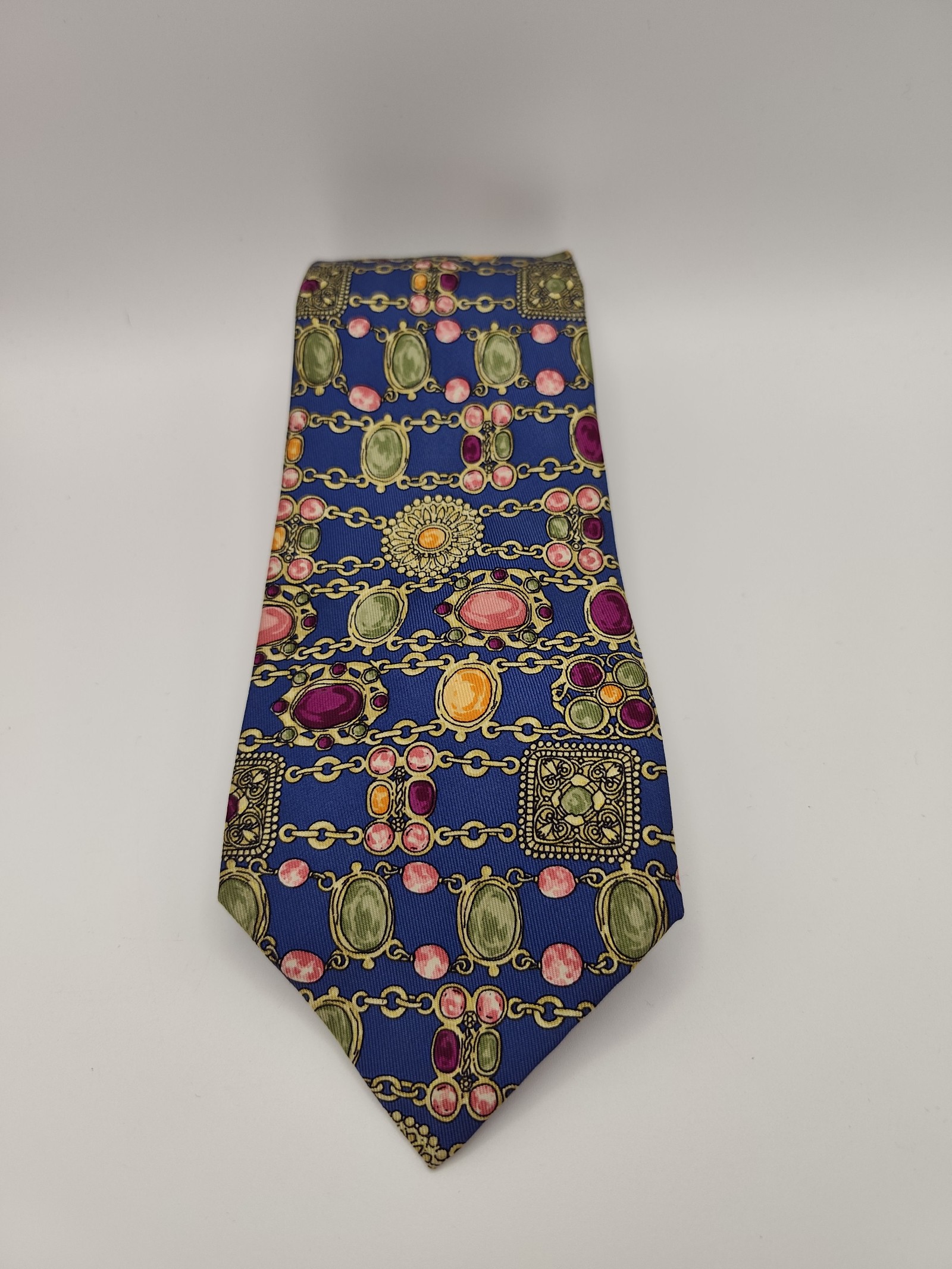 Chanel Blue Multi Patterned Silk Tie Men