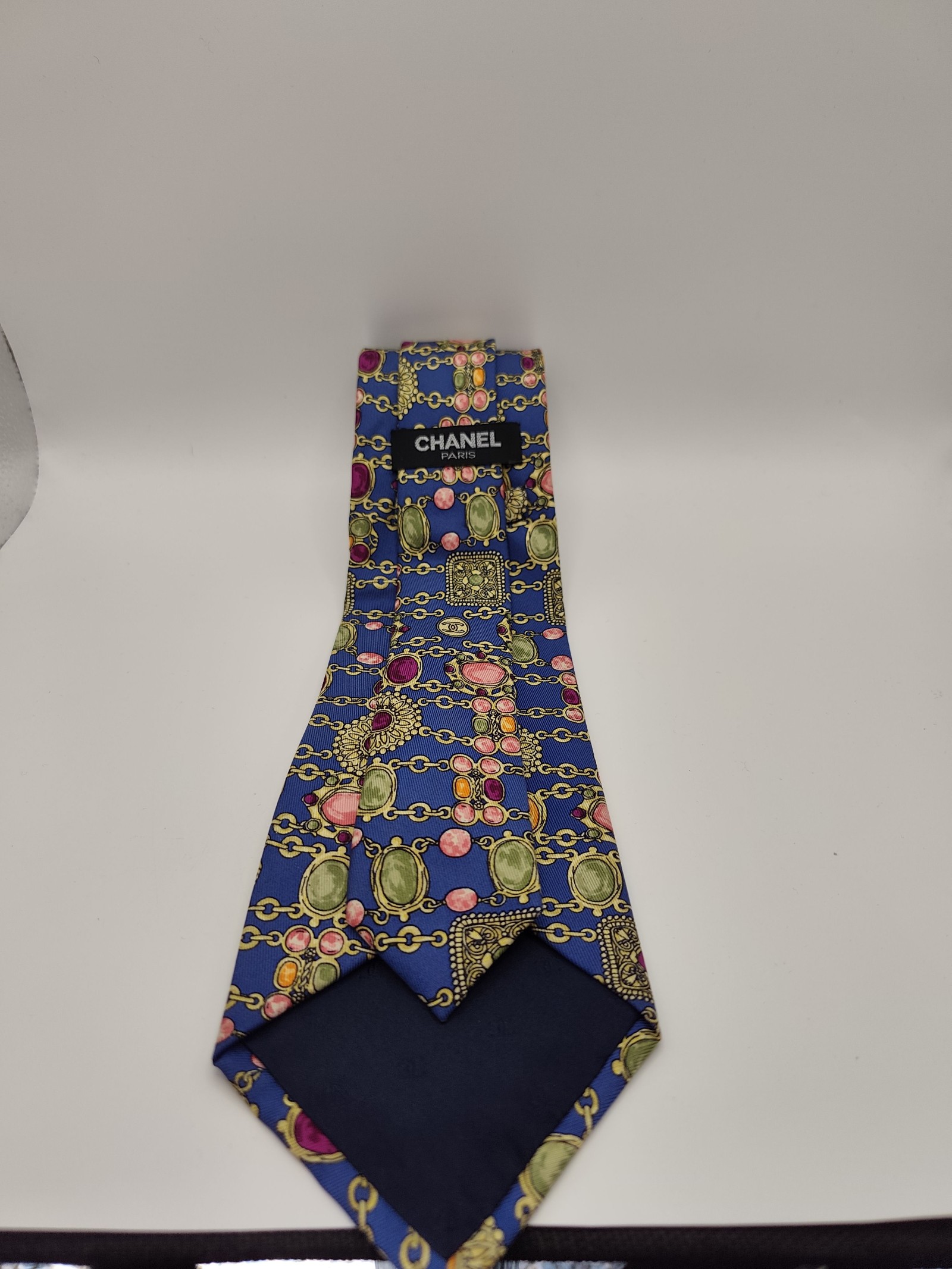 Chanel Blue Multi Patterned Silk Tie Men image 3