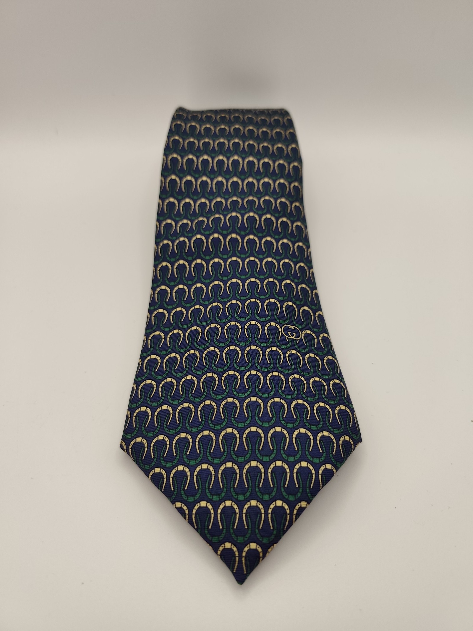 Gucci Men's Blue & Green 100% Silk Tie Made in Italy