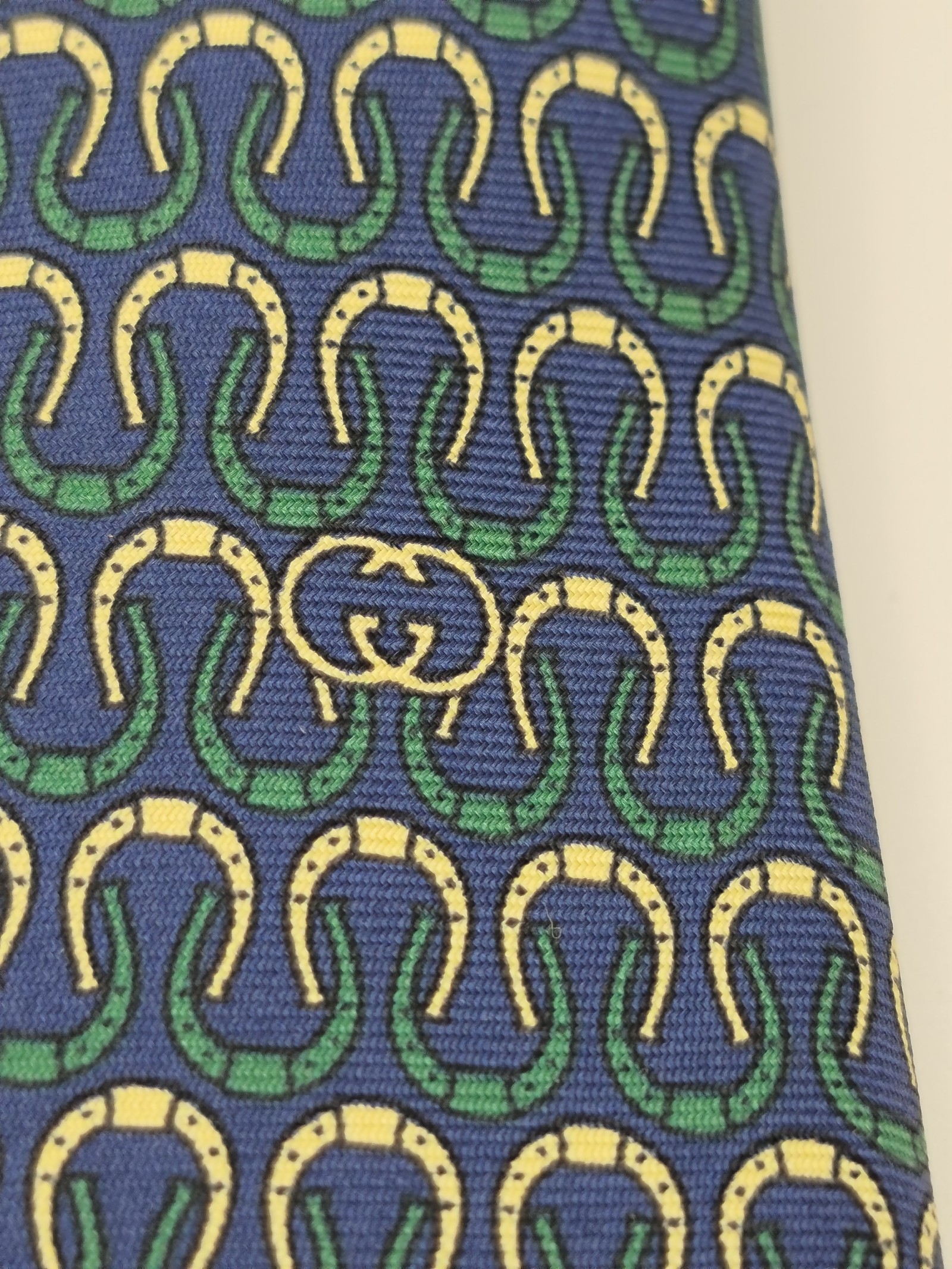 Gucci Men's Blue & Green 100% Silk Tie Made in Italy image 2