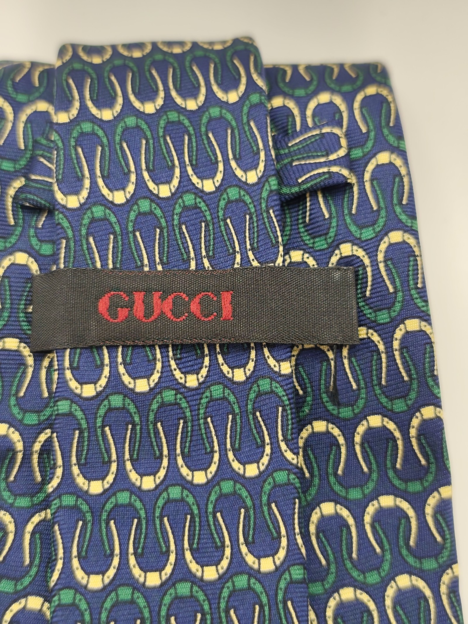 Gucci Men's Blue & Green 100% Silk Tie Made in Italy image 4
