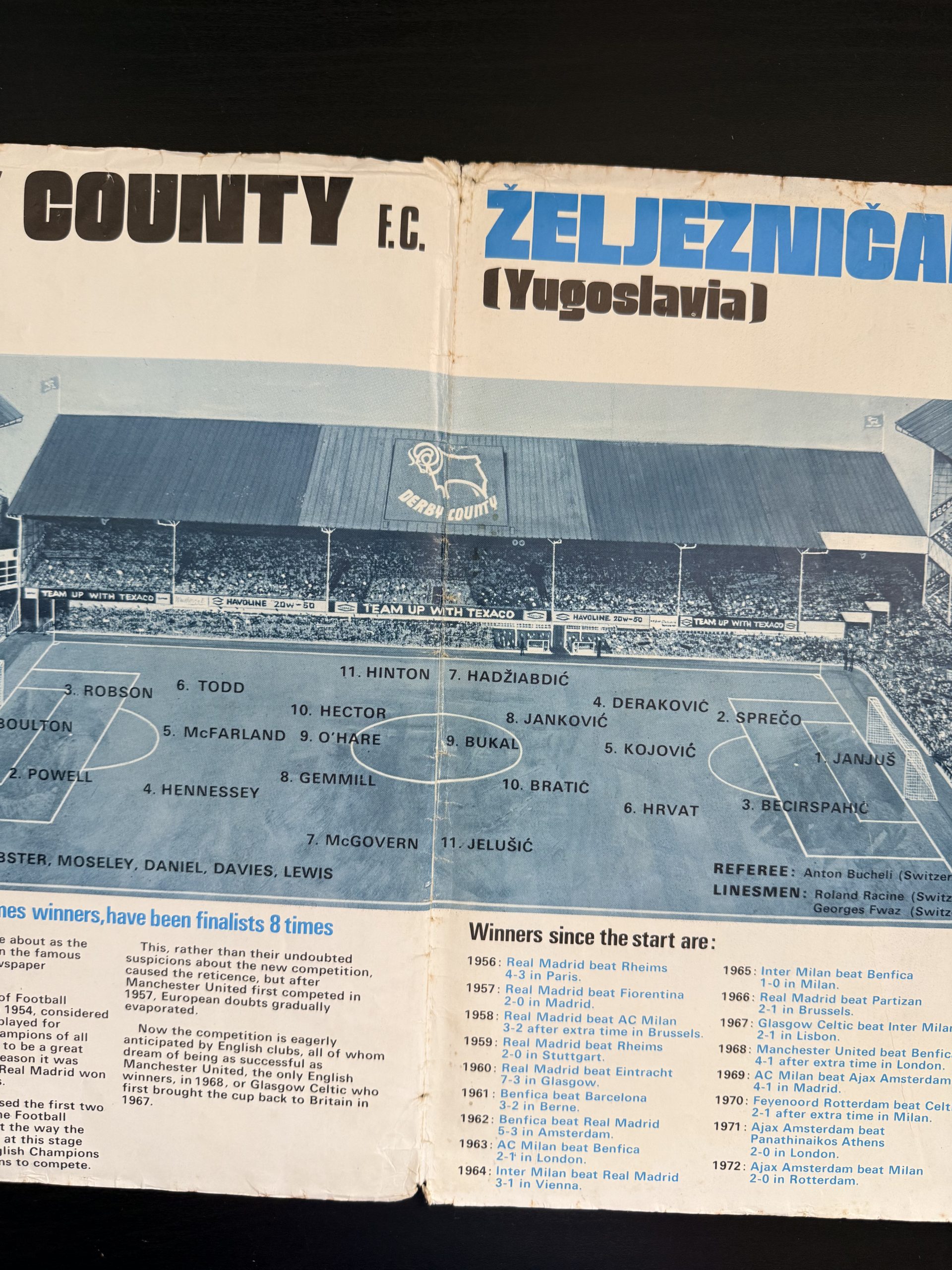 Derby County v Željezničar Sarajevo European Cup Football Programme 1972 image 3