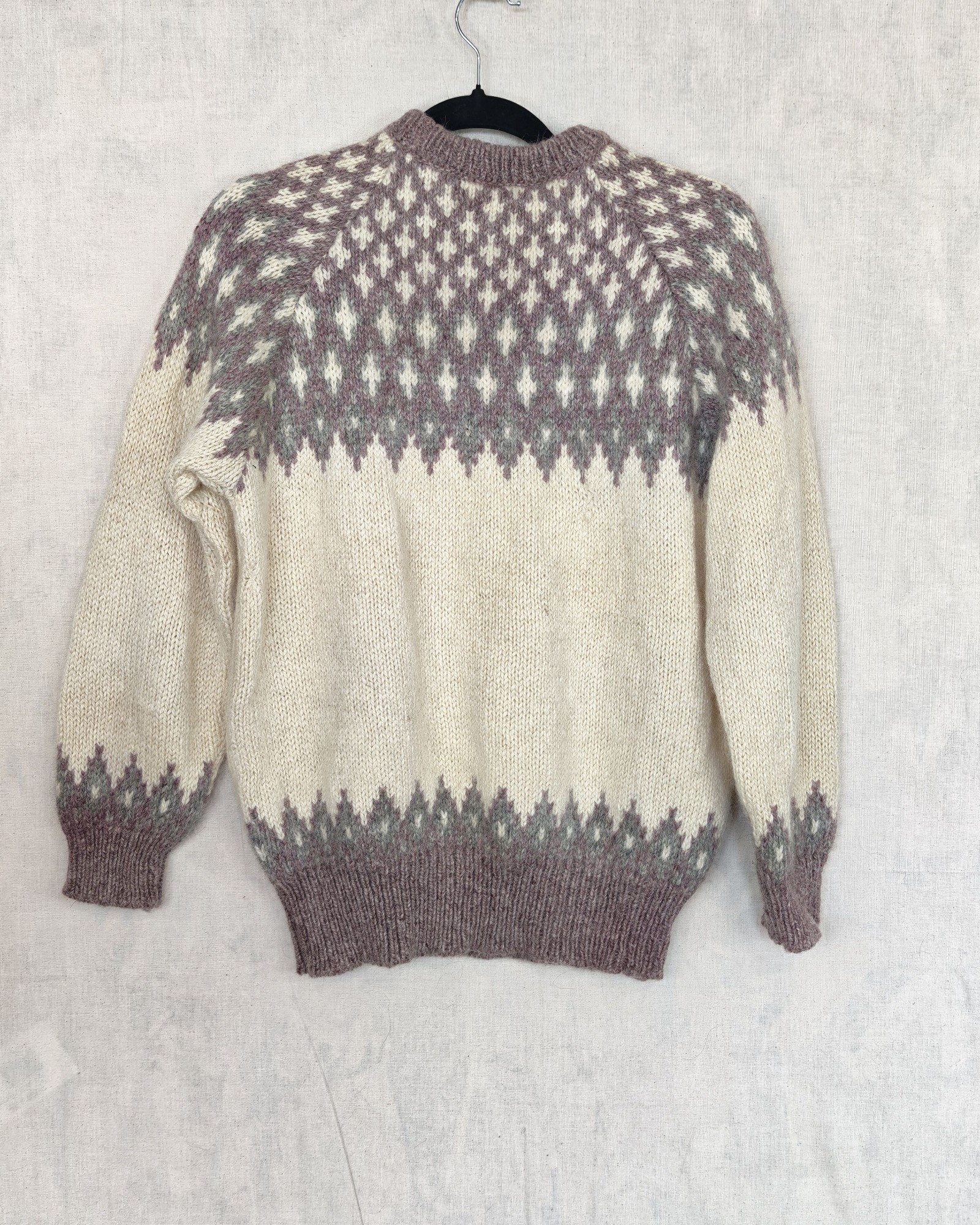 Highland Craft Purple & Cream Wool Sweater Medium Patterned image 2