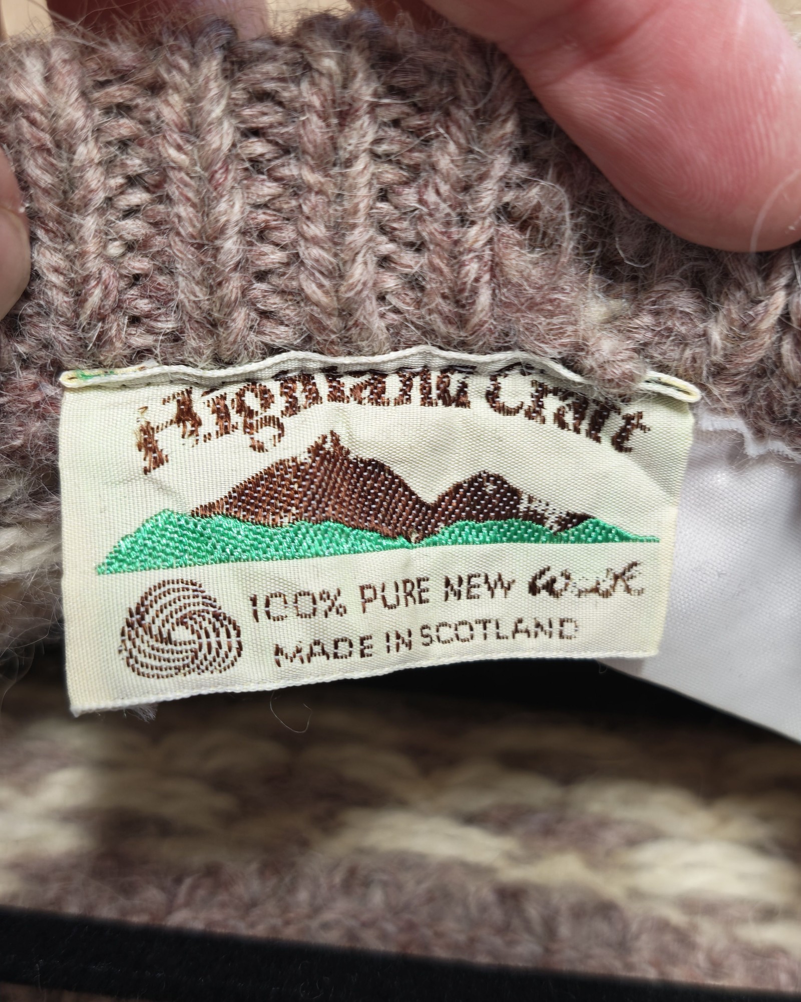 Highland Craft Purple & Cream Wool Sweater Medium Patterned image 3