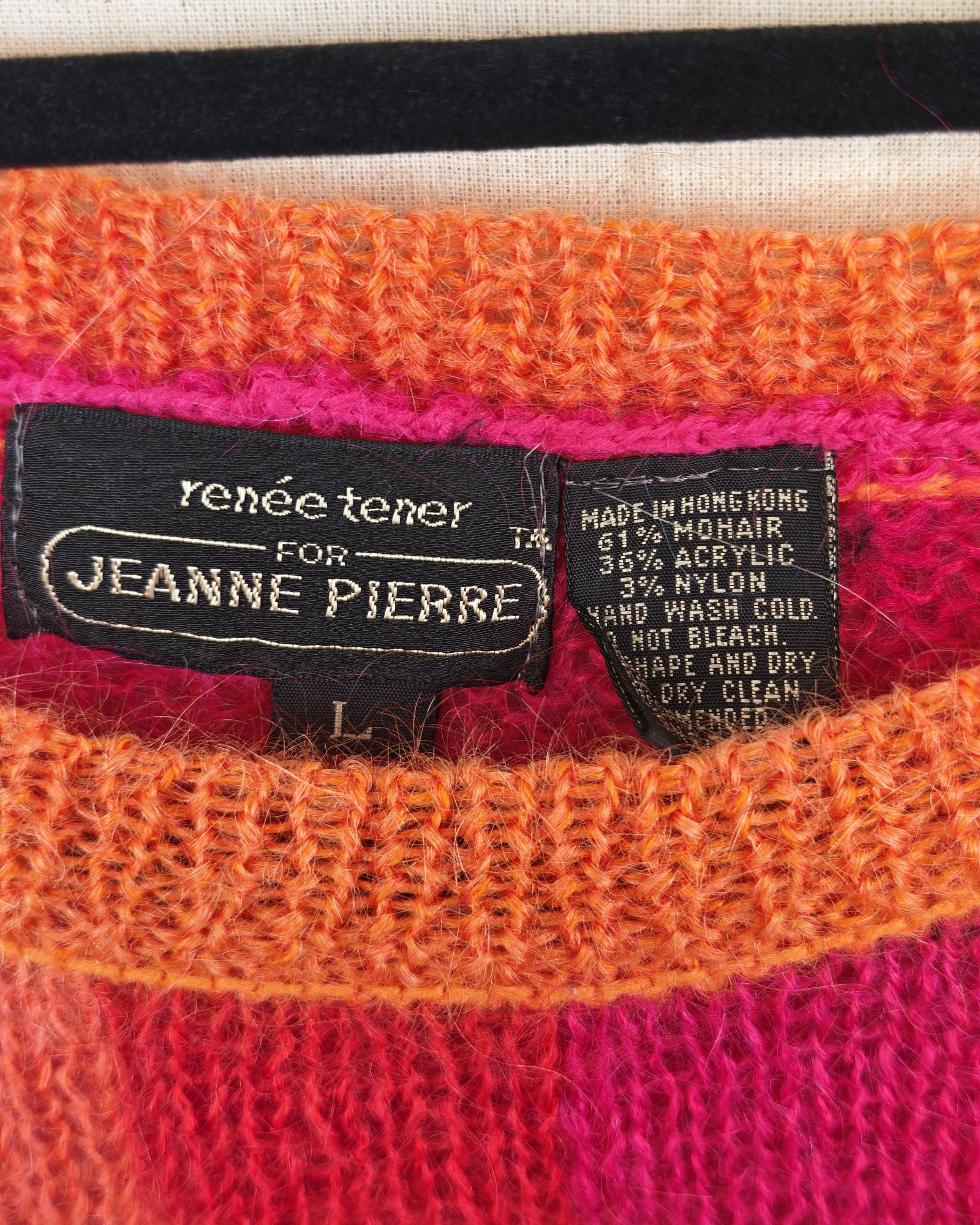 Renée Tener for Jeanne Pierre Pink & Orange Mohair Blend Sweater Large image 2
