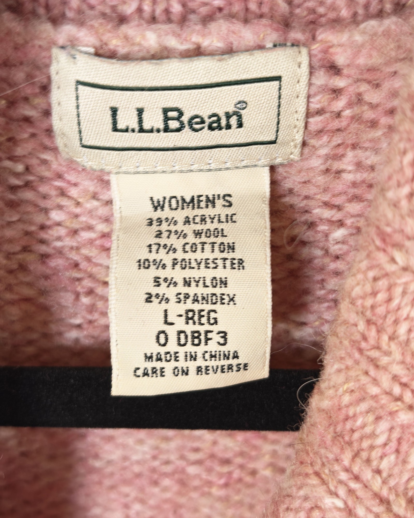 L.L.Bean Women's Pink Shawl Collar Sweater Large-Regular Wool Blend image 2