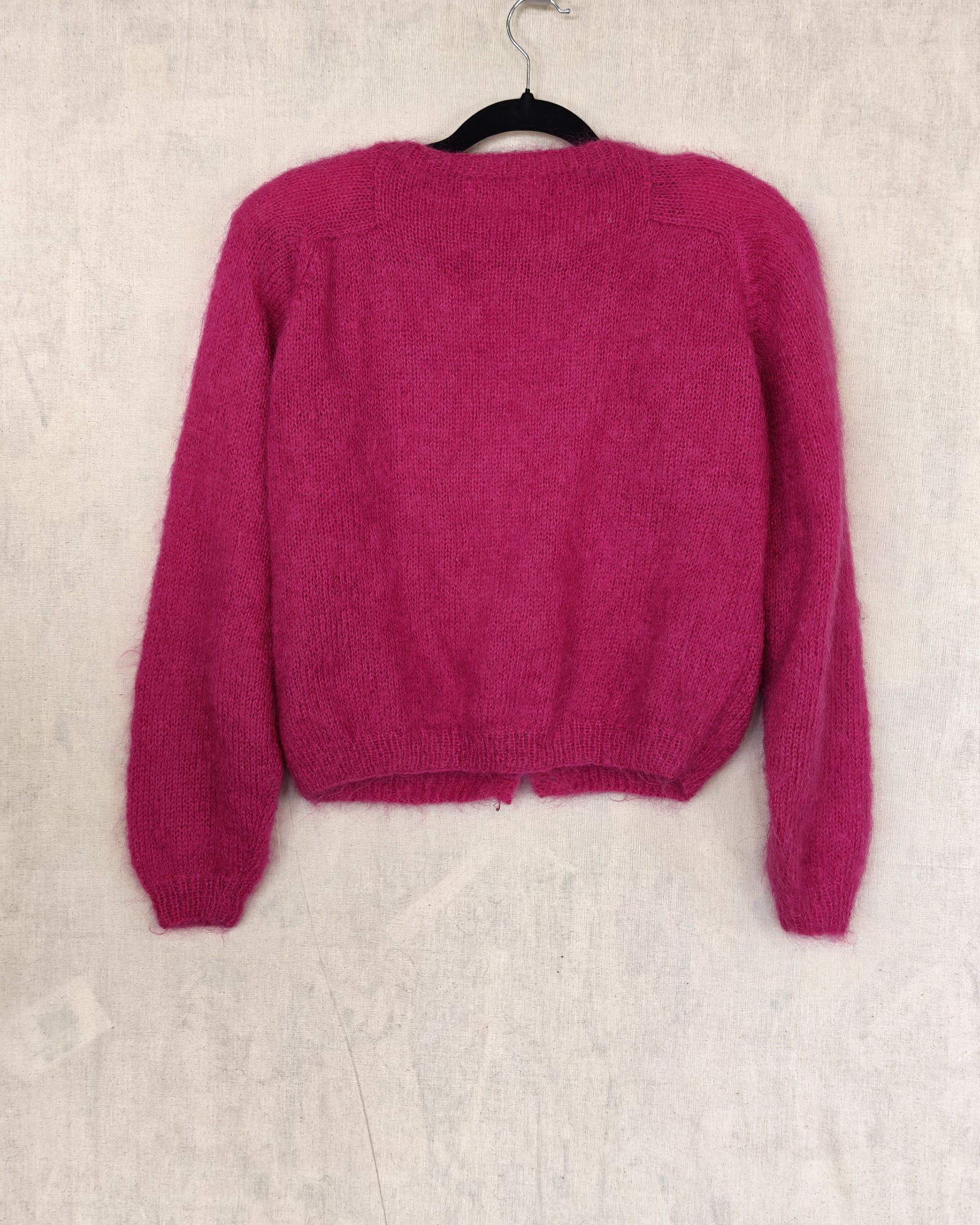 Jennifer Reed Pink Mohair Blend Cardigan Small Crystal Button image 2