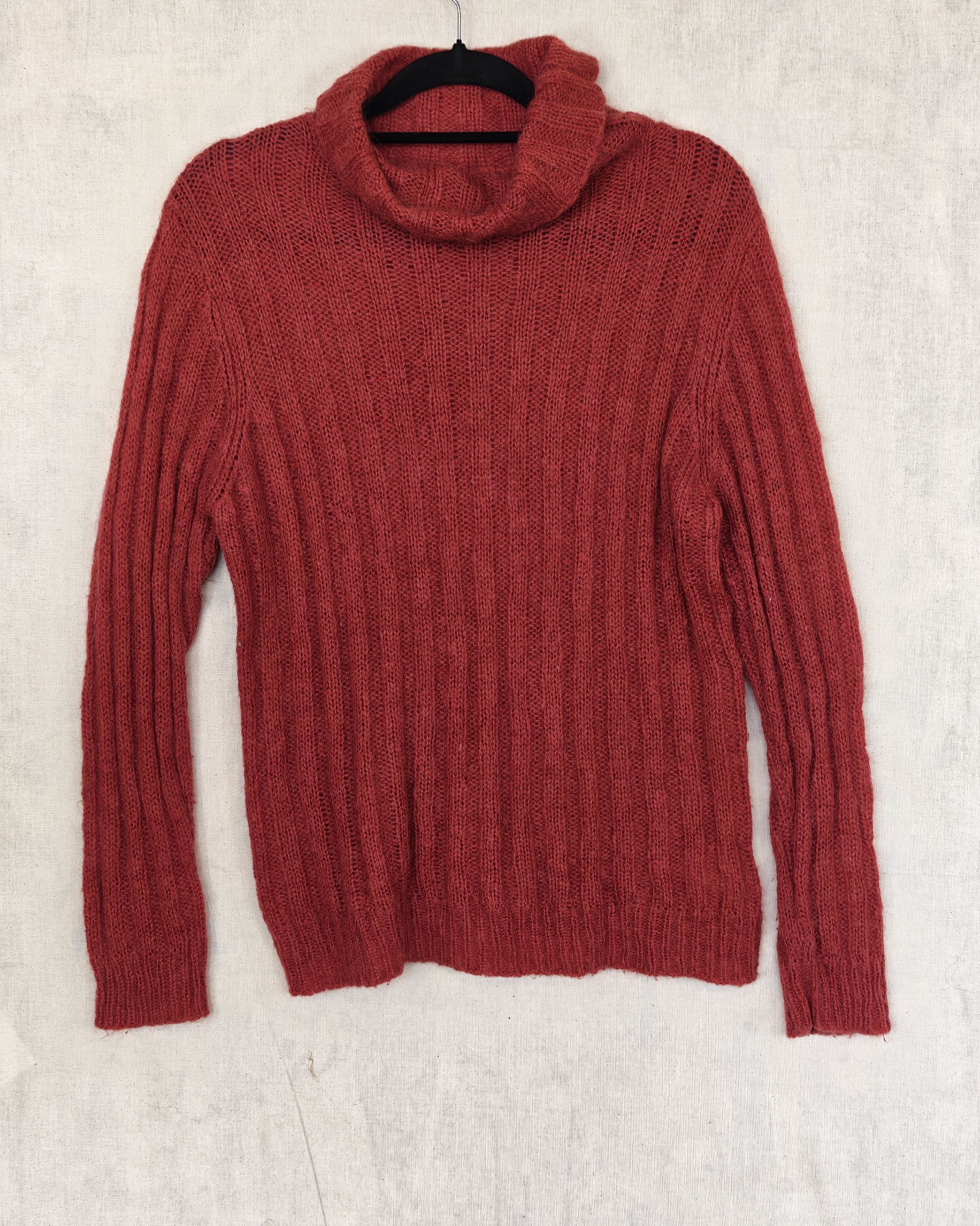 Yarra Trail Rust Ribbed Mohair Blend Roll Neck Sweater Large