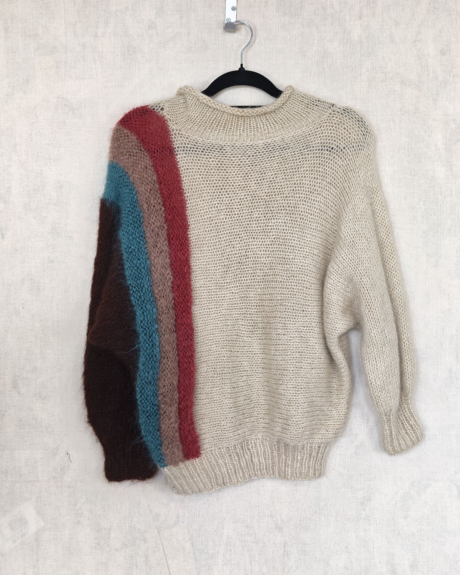 Cream Multi Colour Chunky Knit Roll Neck Sweater One Size image 2