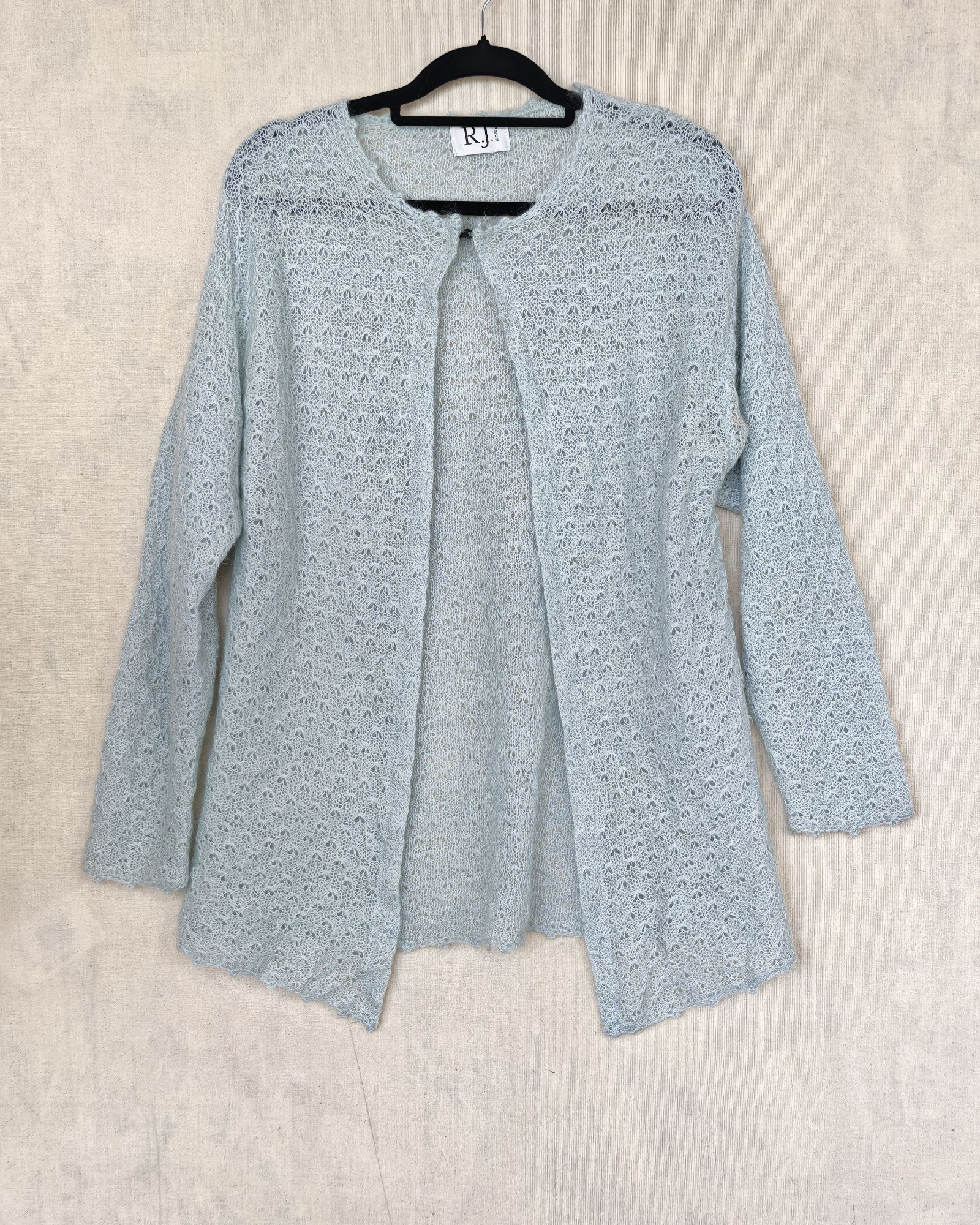 RJ Honey Light Blue Women's Open Knit Cardigan M