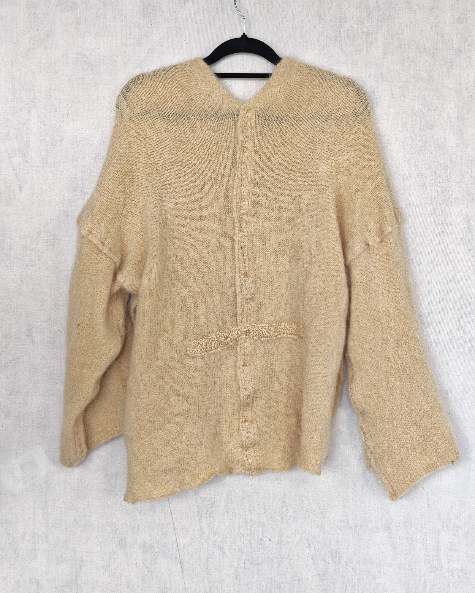 Beige Ladies Mohair Knit Cardigan Large image 2