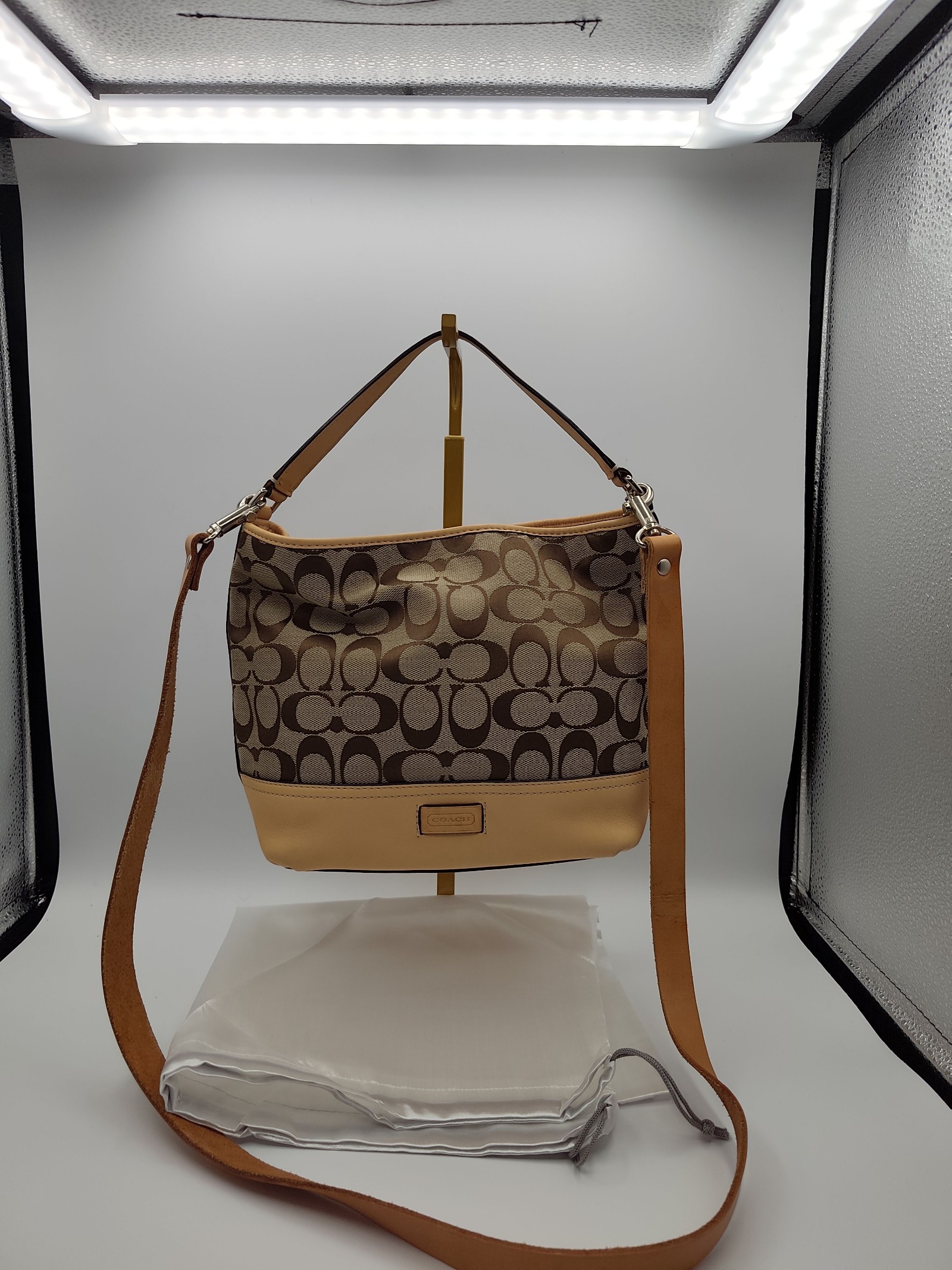 Coach Brown & Beige Signature Canvas Crossbody Bag Other