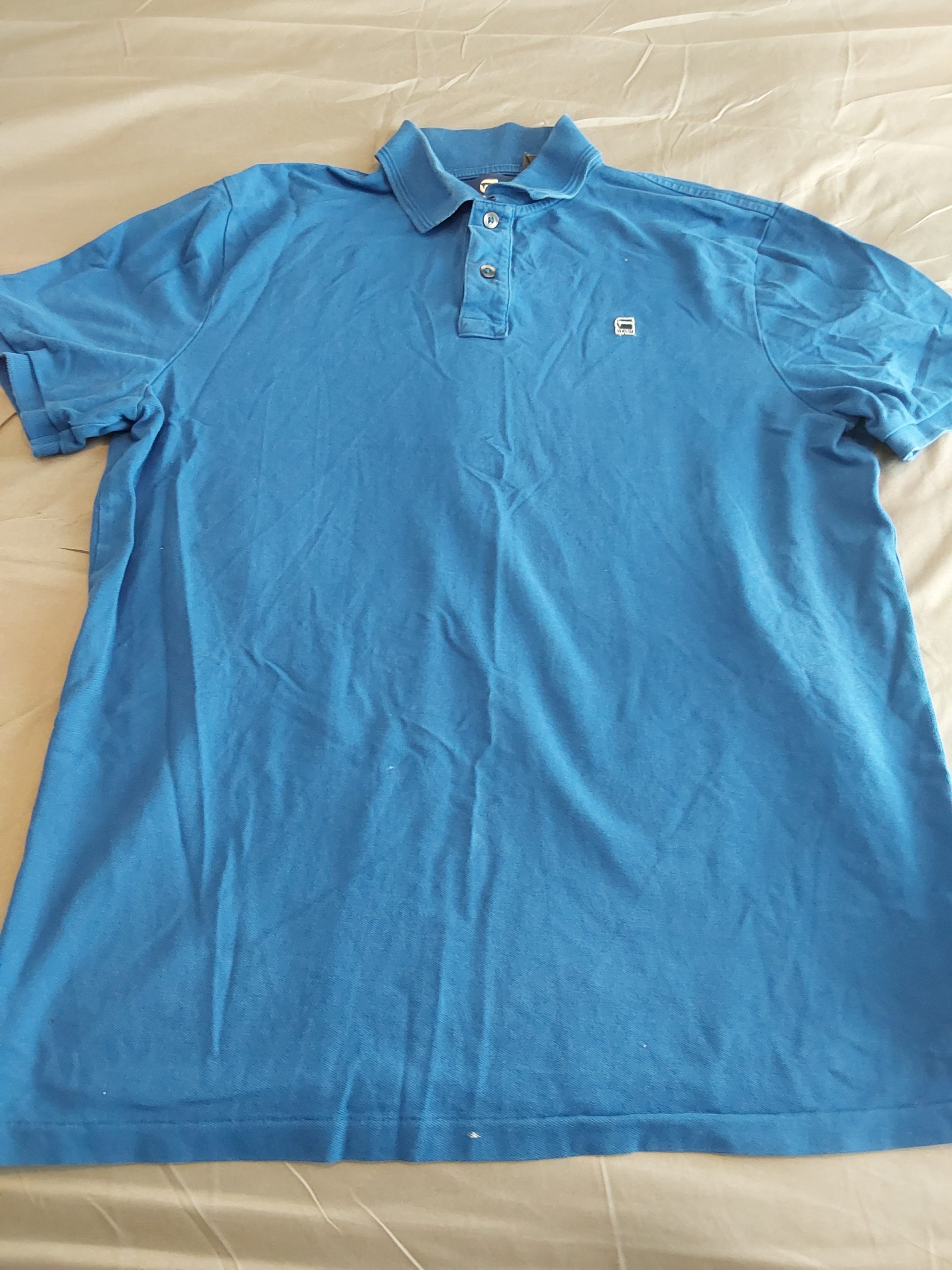 G-Star Raw Men's Blue Polo Shirt Large Cotton Y2K Casual