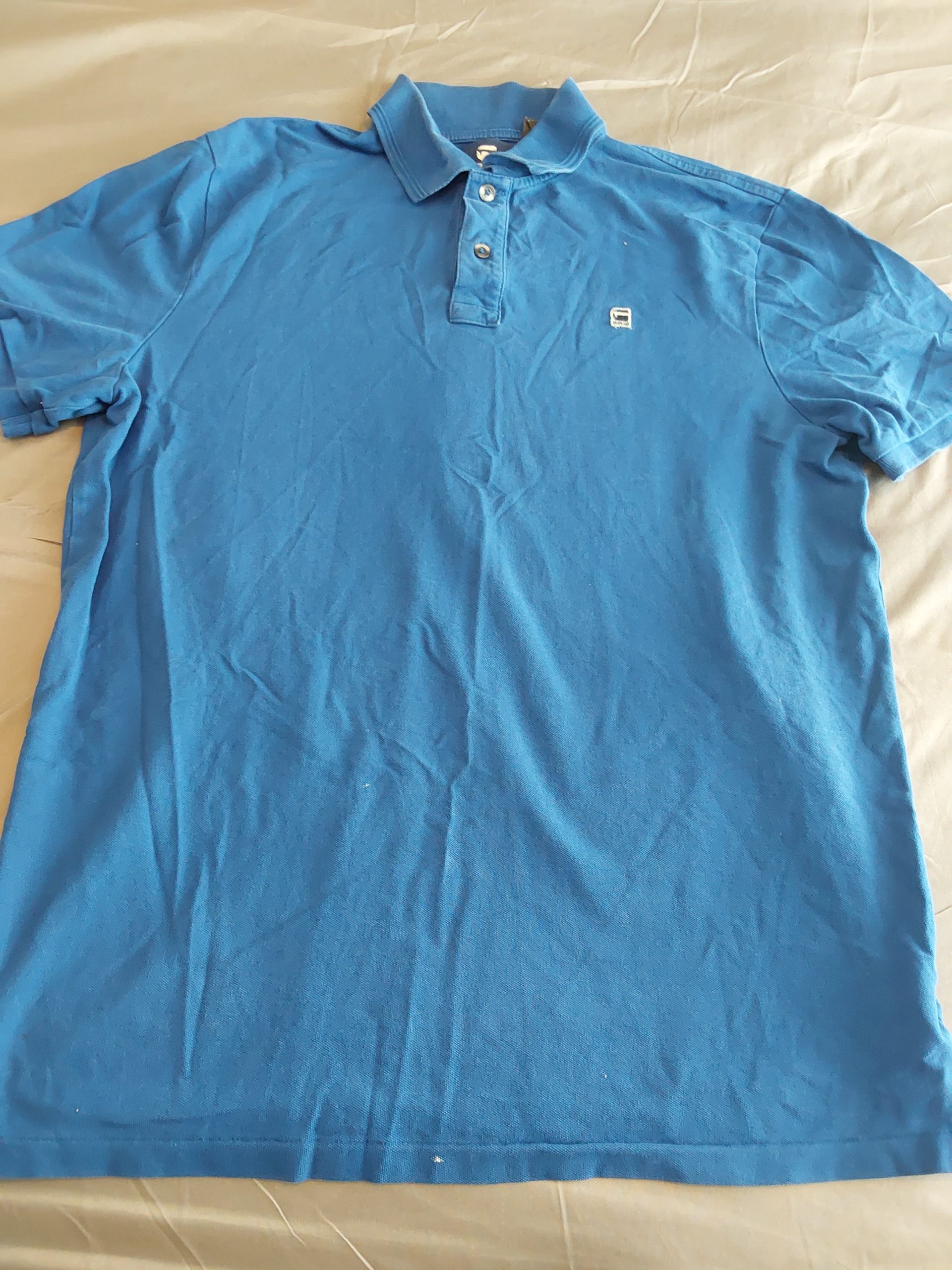 G-Star Raw Men's Blue Polo Shirt Large Cotton Y2K Casual image 2