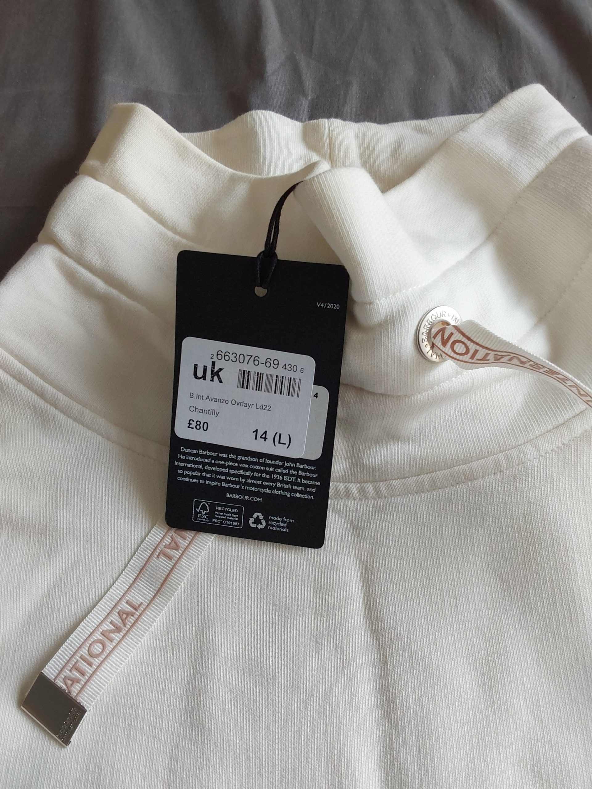 Barbour International Women's Cream Sweatshirt UK 14 Large BNWT image 5