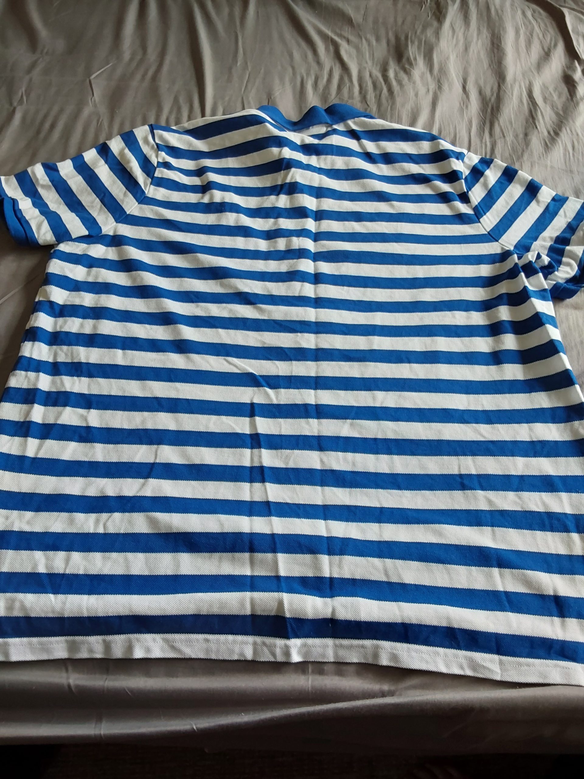 Nike White & Blue Striped Polo Shirt XXL 2XL Cotton Logo Embroidered image 6