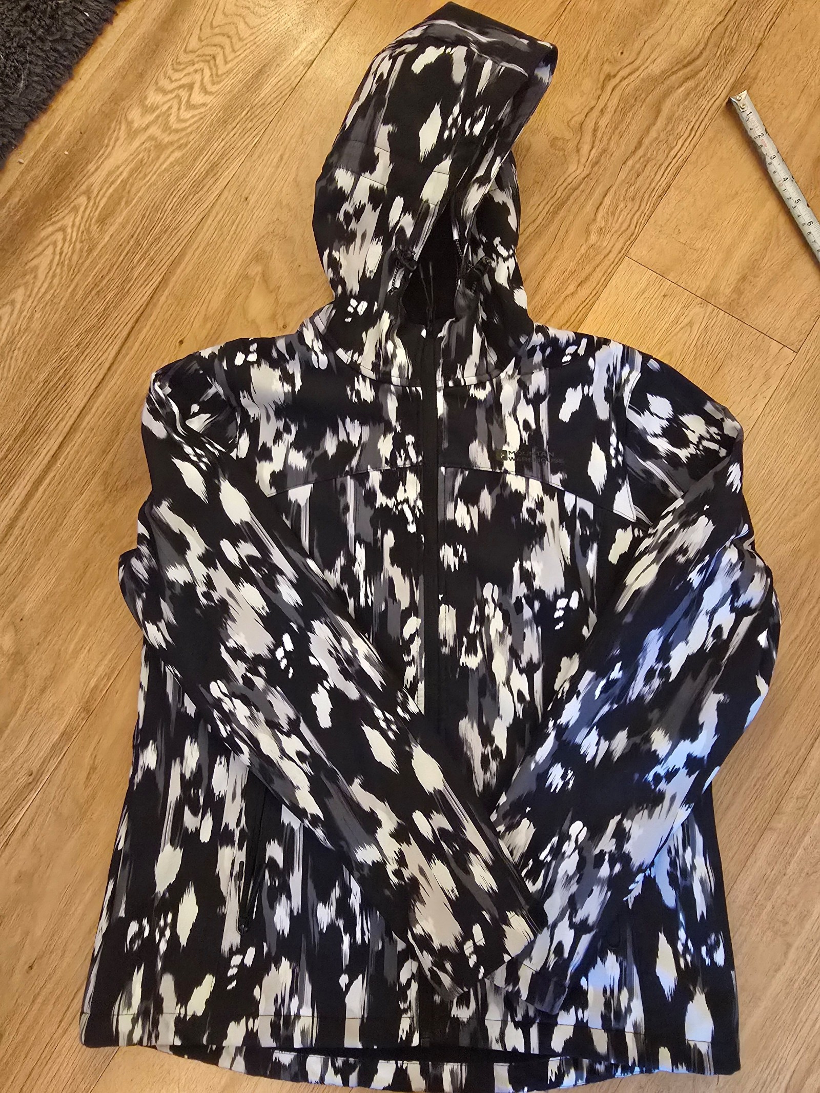 Mountain Warehouse Black & White Womens Waterproof Hooded Jacket UK 14