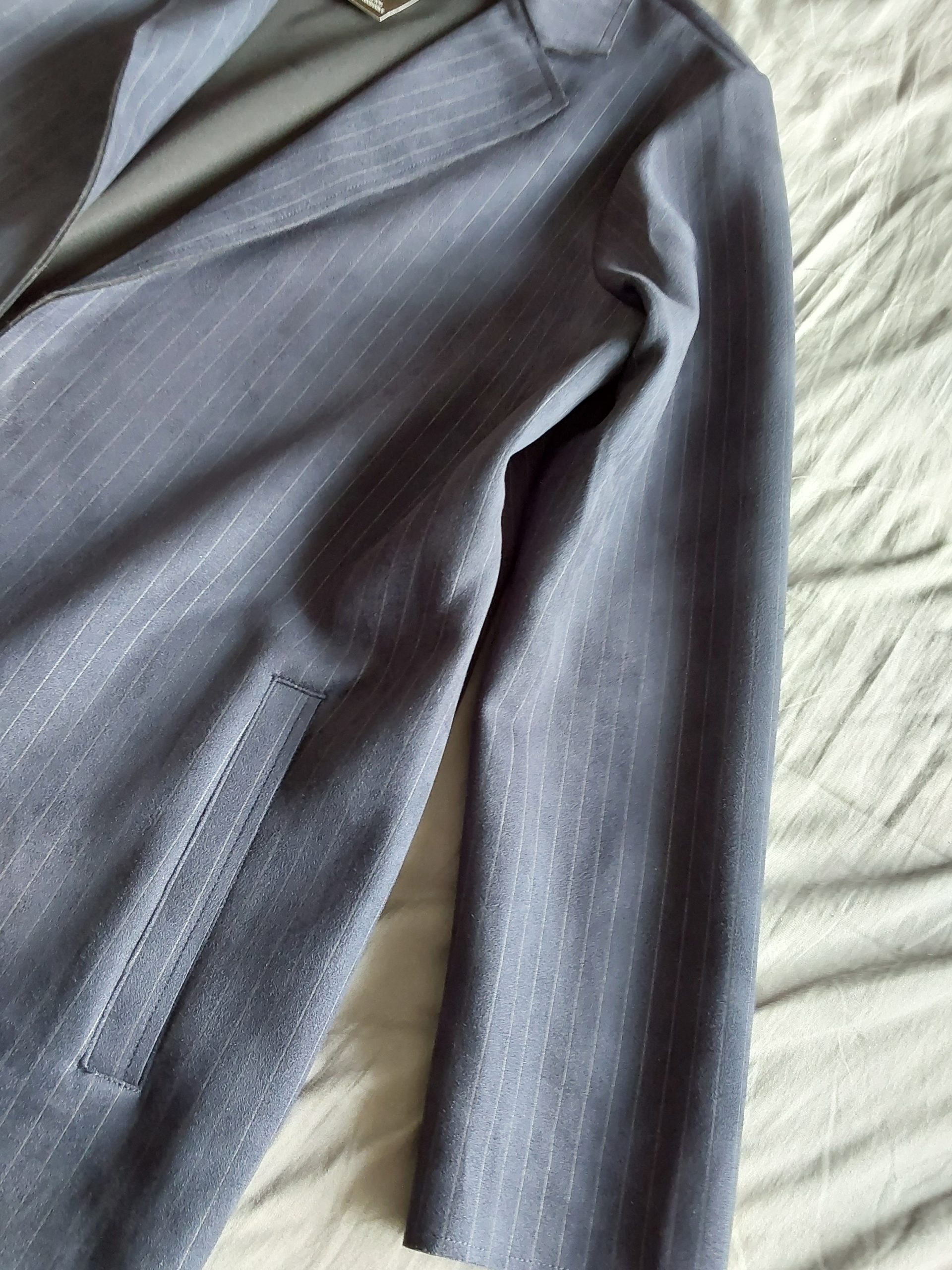 Dunnes Navy Pinstripe Coat Large Stretch Machine Washable BNWT image 3