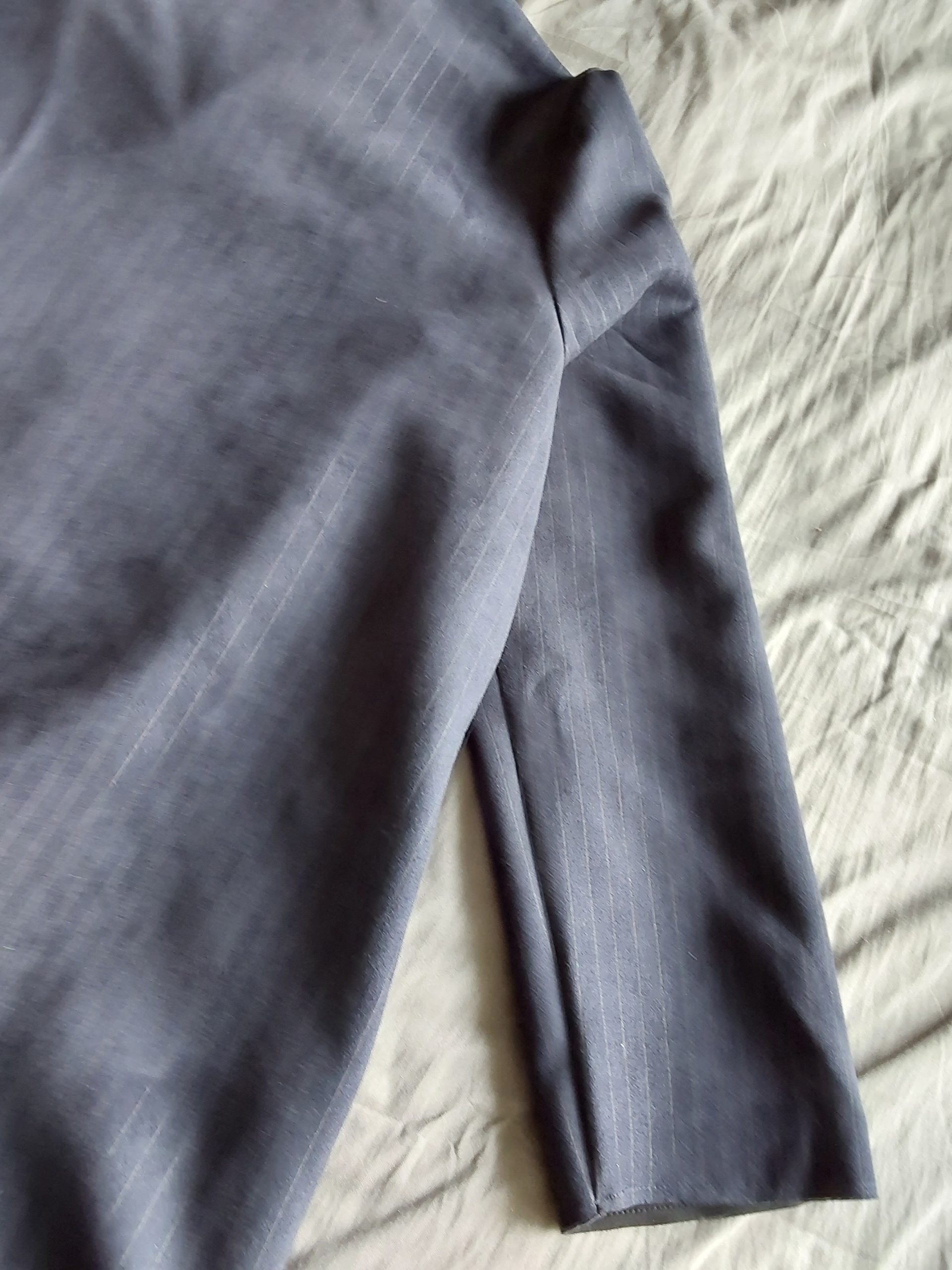 Dunnes Navy Pinstripe Coat Large Stretch Machine Washable BNWT image 8