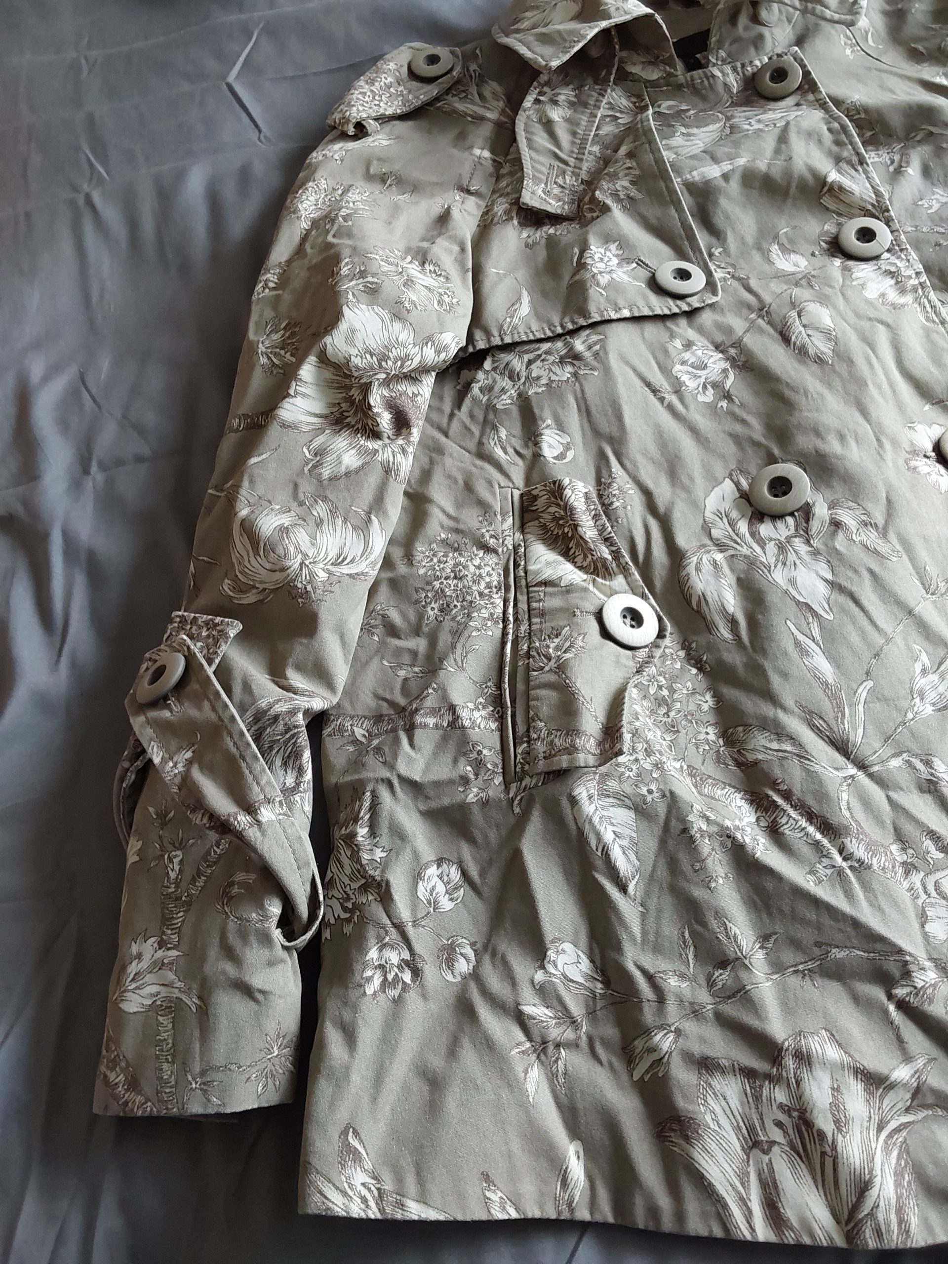 Next Beige Floral Print Lightweight Coat Size 12 Stunning Pattern image 2