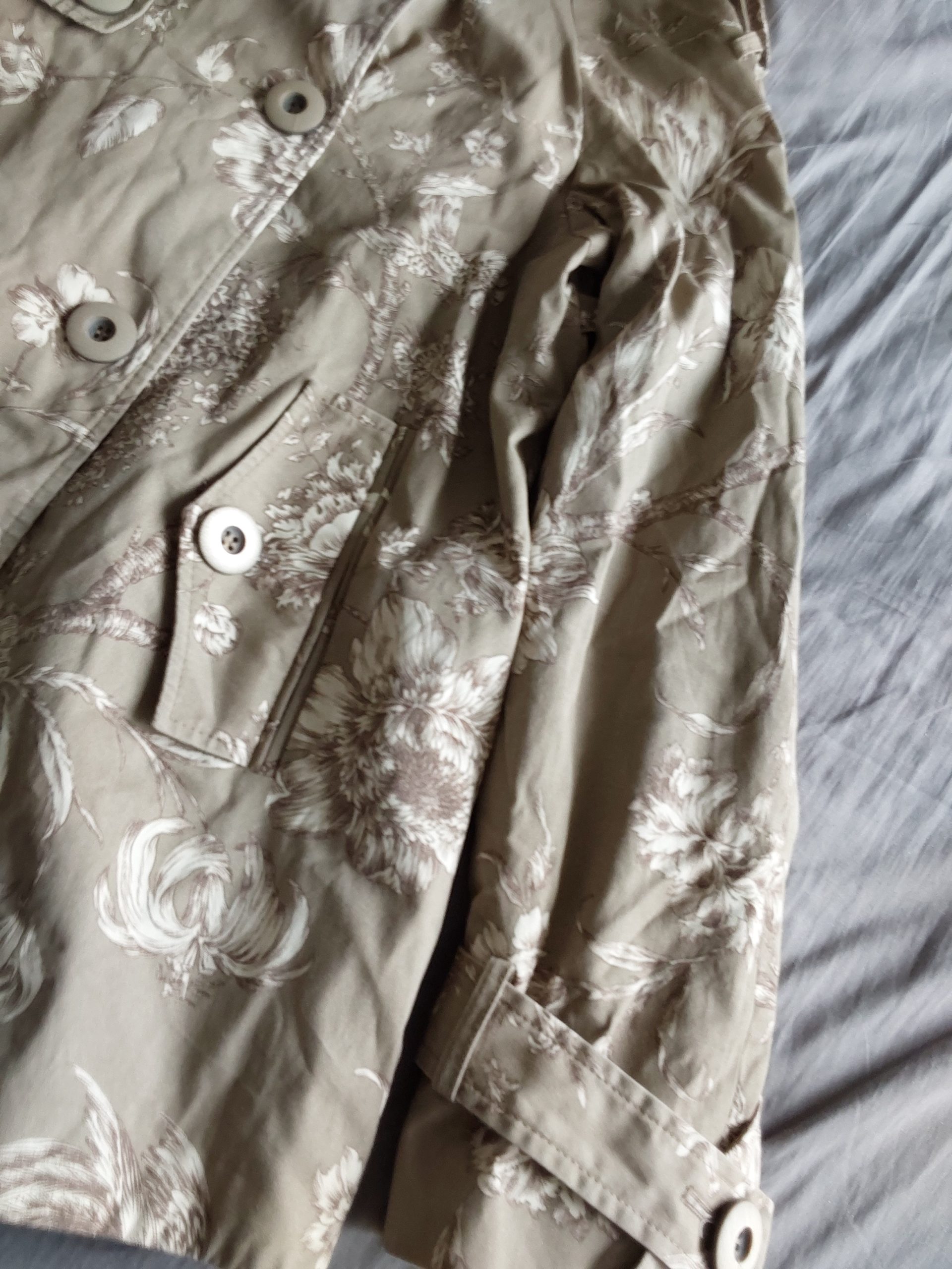 Next Beige Floral Print Lightweight Coat Size 12 Stunning Pattern image 3