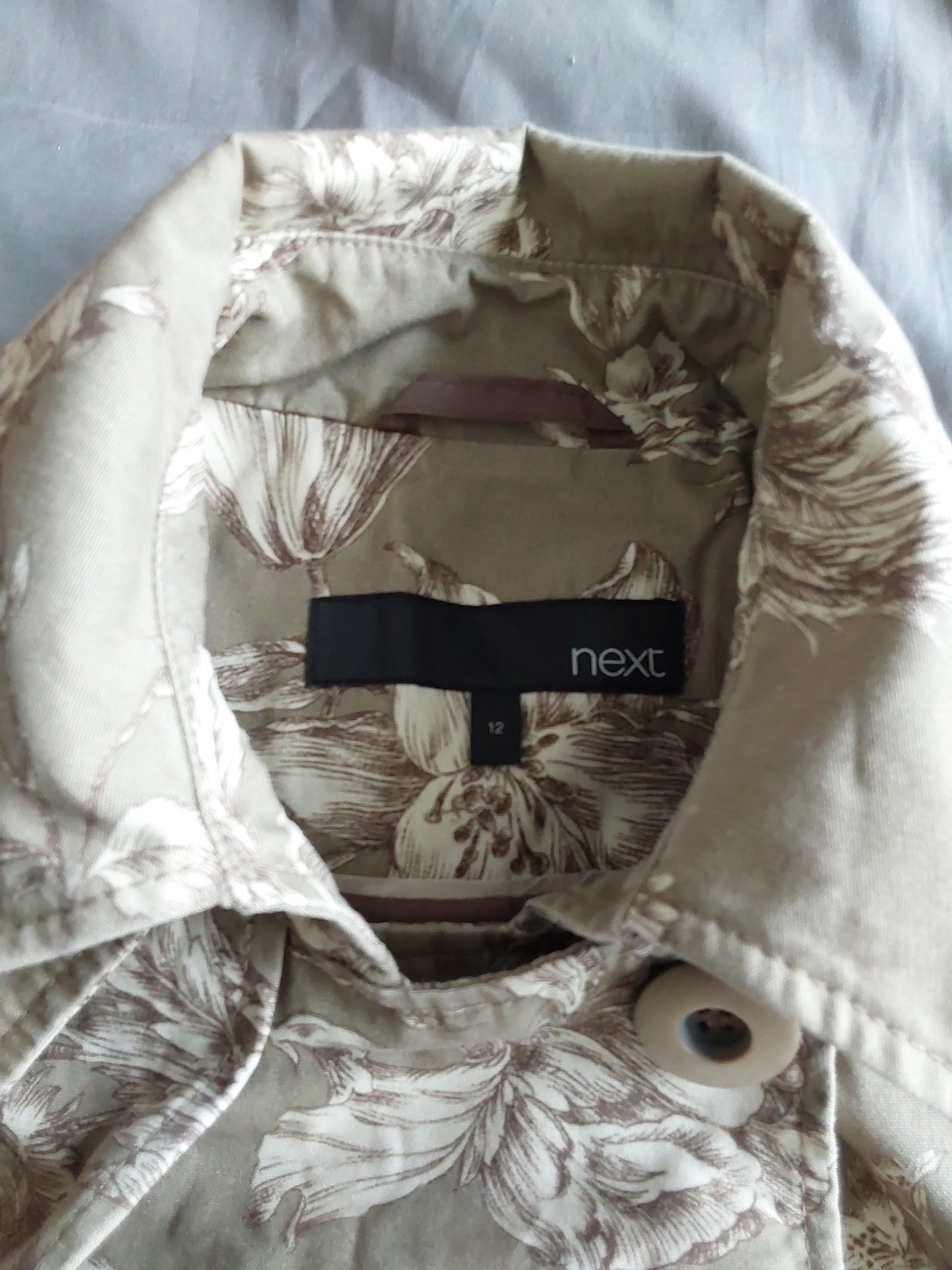 Next Beige Floral Print Lightweight Coat Size 12 Stunning Pattern image 4