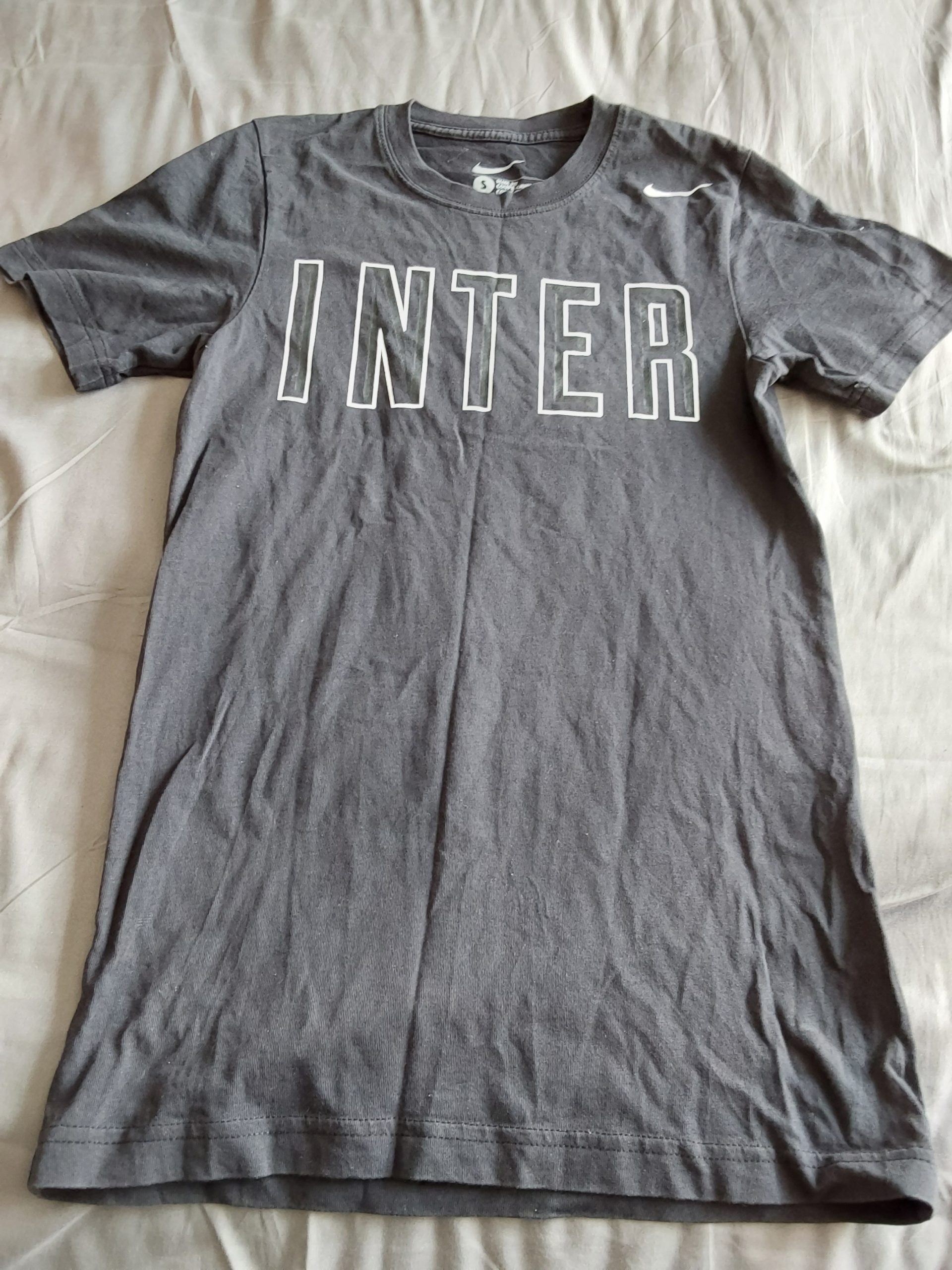 Nike Black Slim Fit Inter Milan T-Shirt Small Cotton Football Soccer
