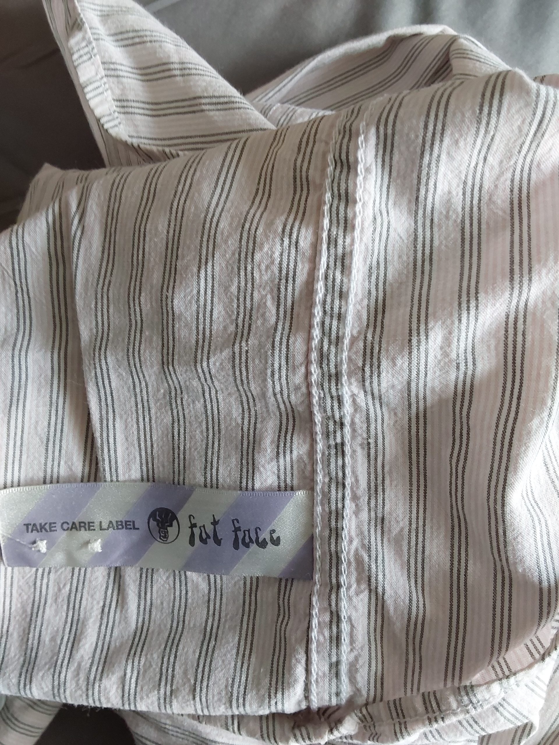 Fat Face Men's White & Grey Striped Cotton Shirt Large Long Sleeved image 9