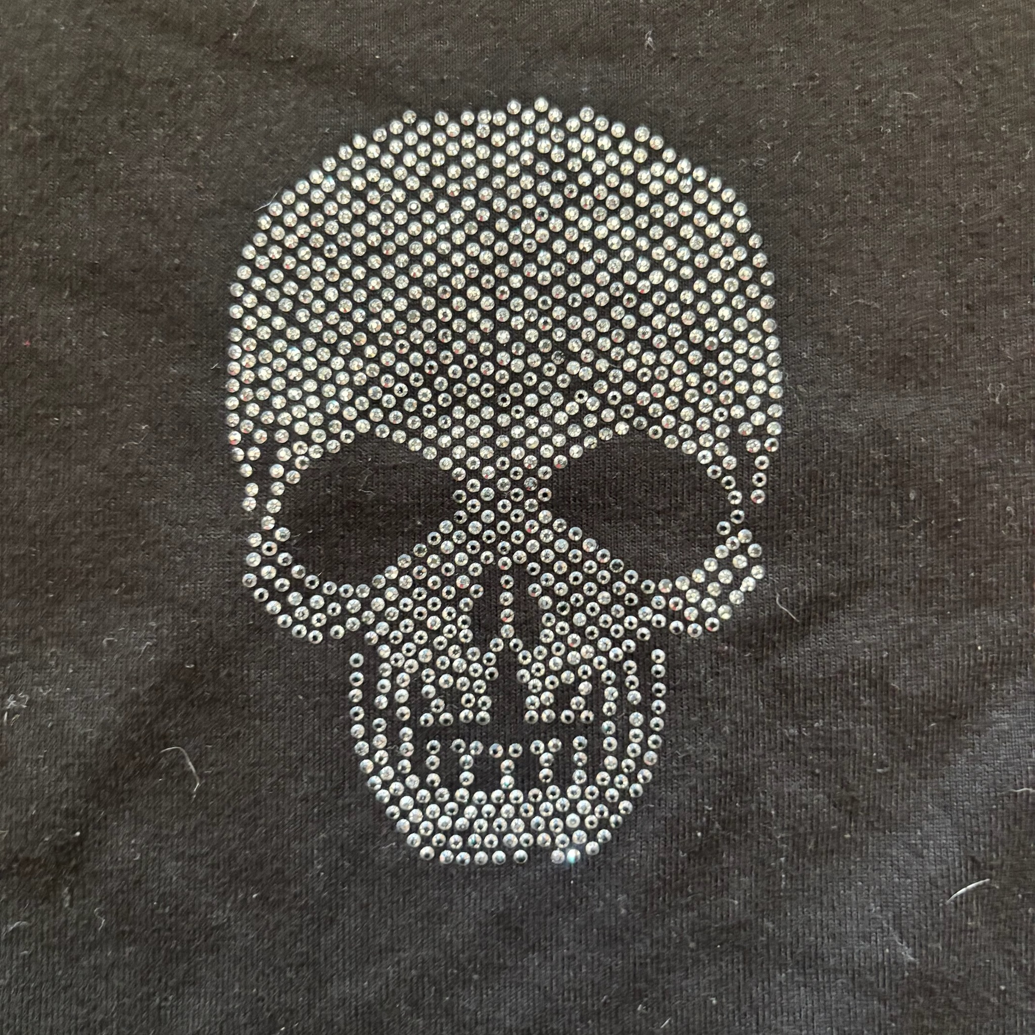 Y2K Silkroad Daughters Black Skull Embellished T-Shirt image 2