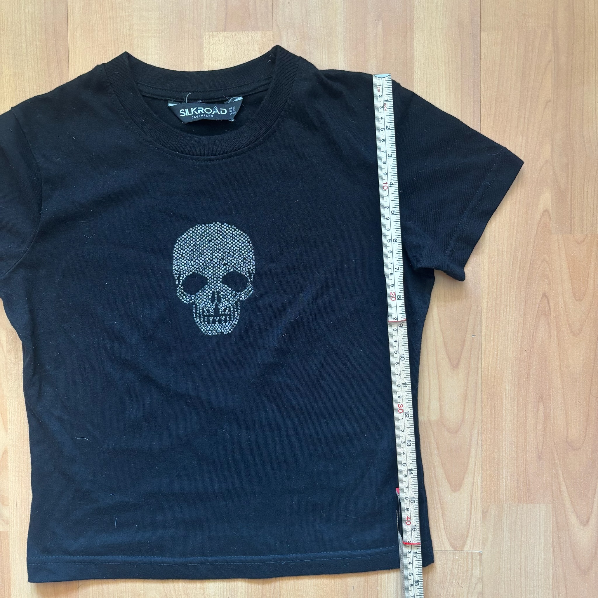 Y2K Silkroad Daughters Black Skull Embellished T-Shirt image 4