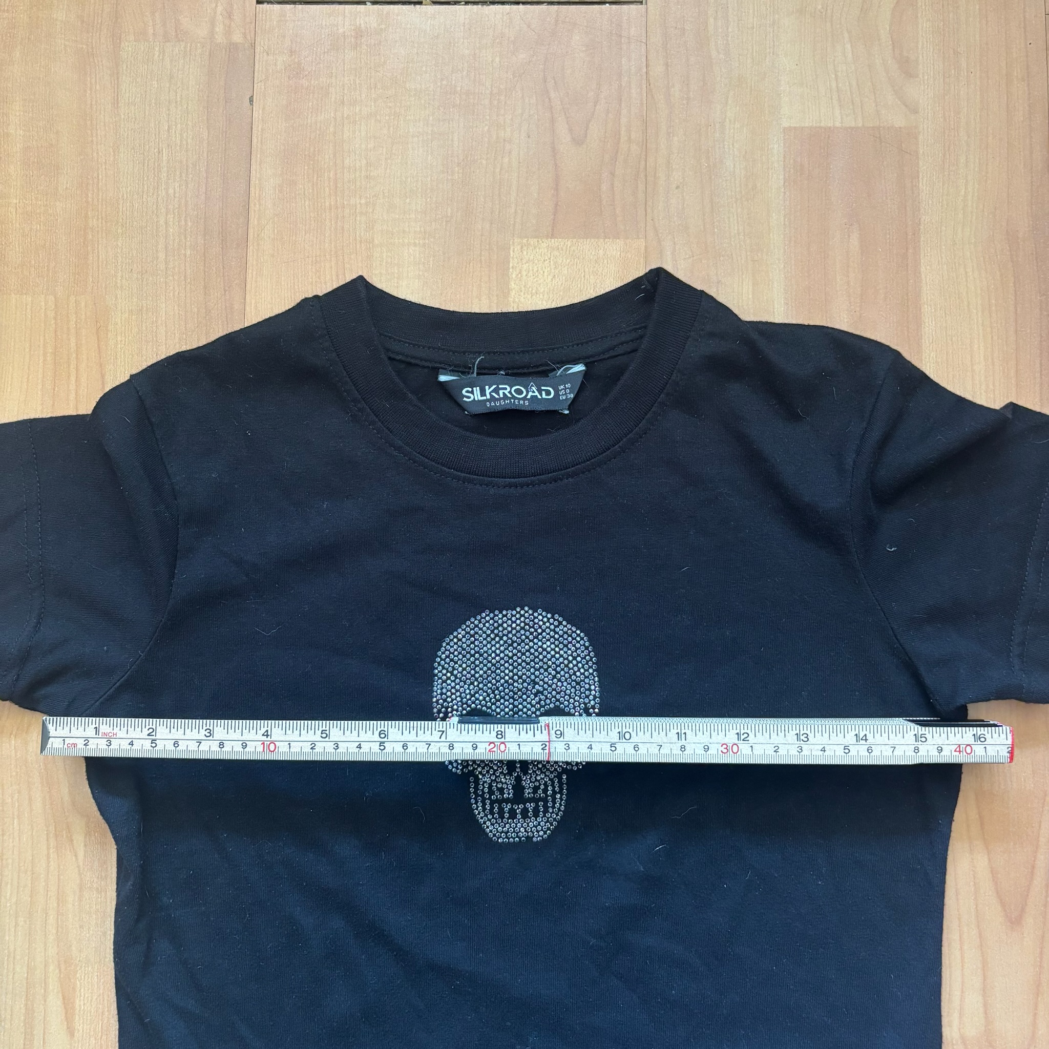 Y2K Silkroad Daughters Black Skull Embellished T-Shirt image 5