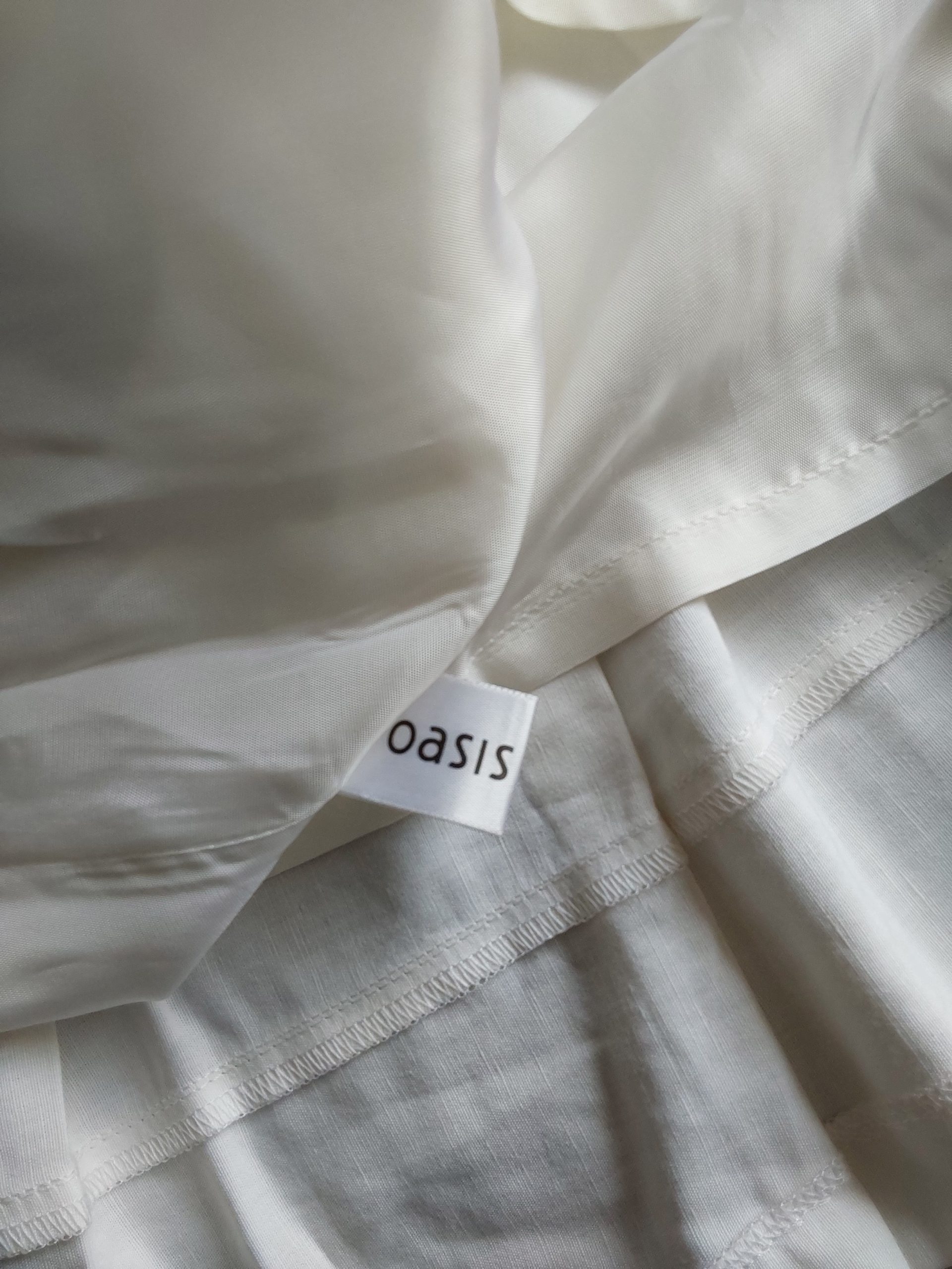 Oasis White Cotton Linen Skirt Size 12 Polka Dot Tie Detail BNWT image 5