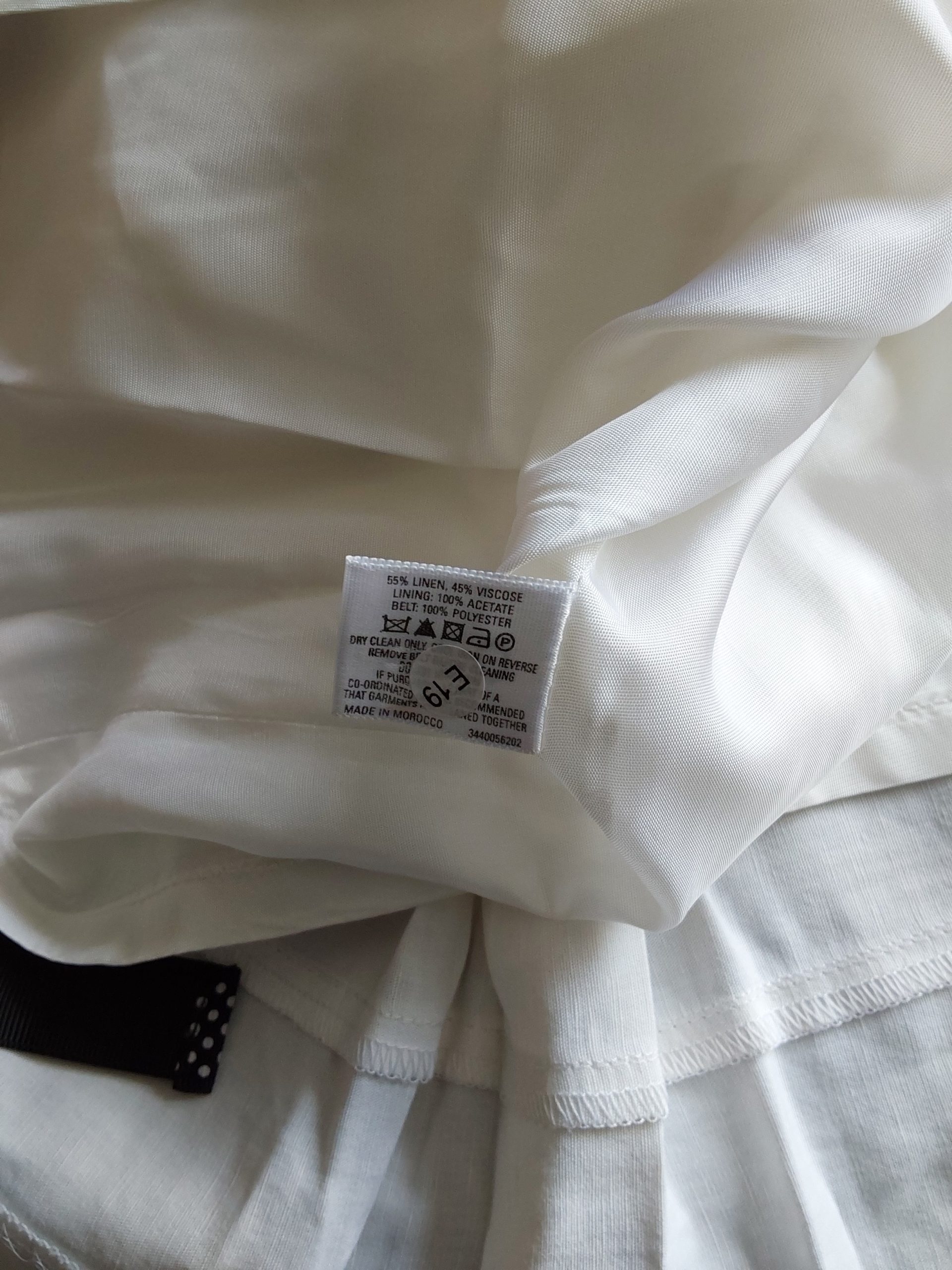 Oasis White Cotton Linen Skirt Size 12 Polka Dot Tie Detail BNWT image 6