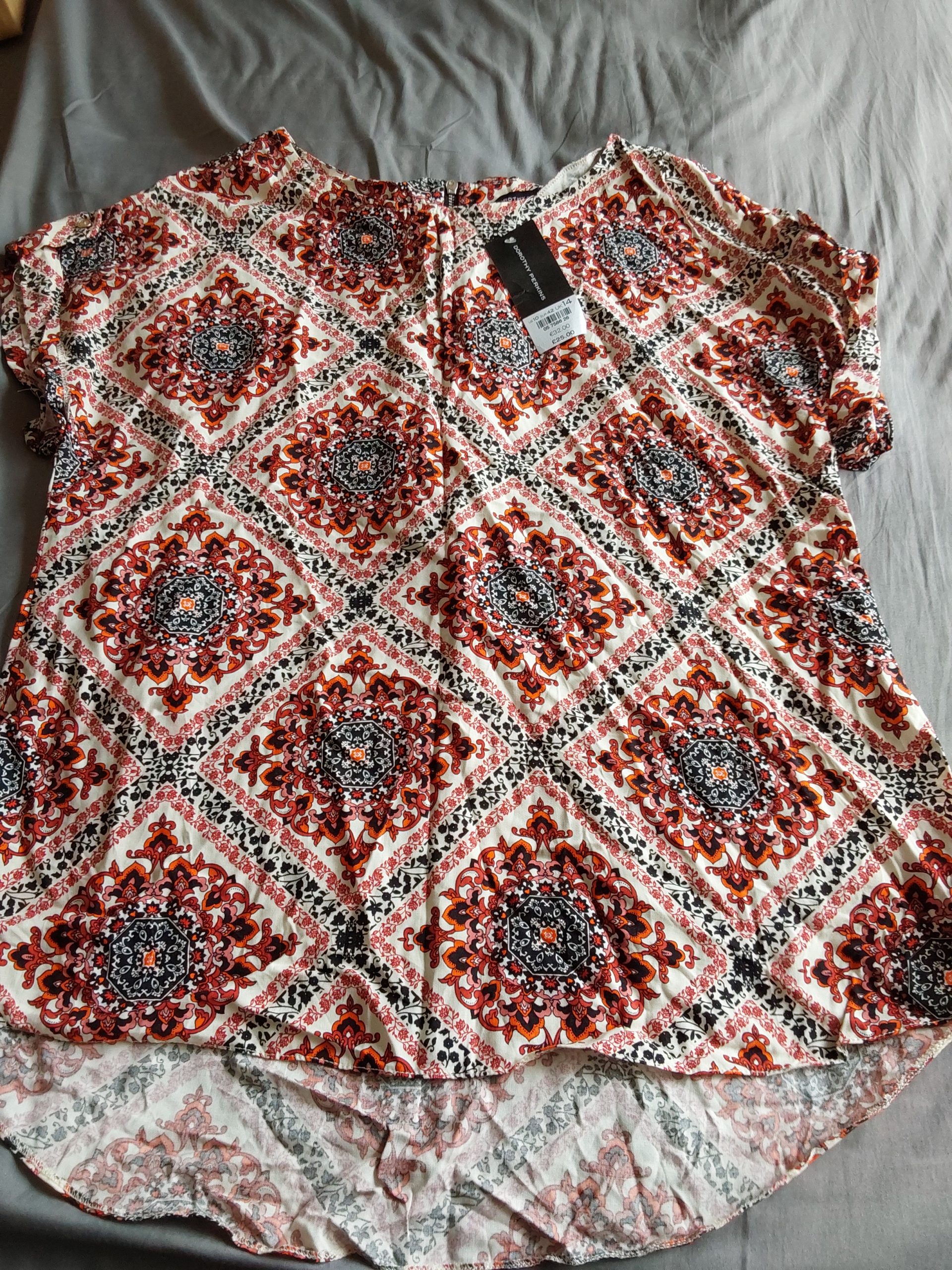 Dorothy Perkins Women's Multi Colour Patterned Top UK 14 BNWT