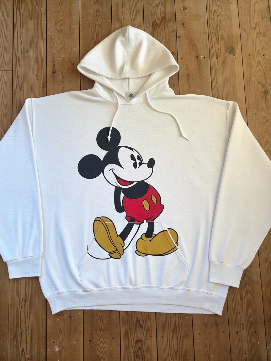 Official Disney Mickey Mouse White Graphic Pullover Hoodie Unisex Size 2XL