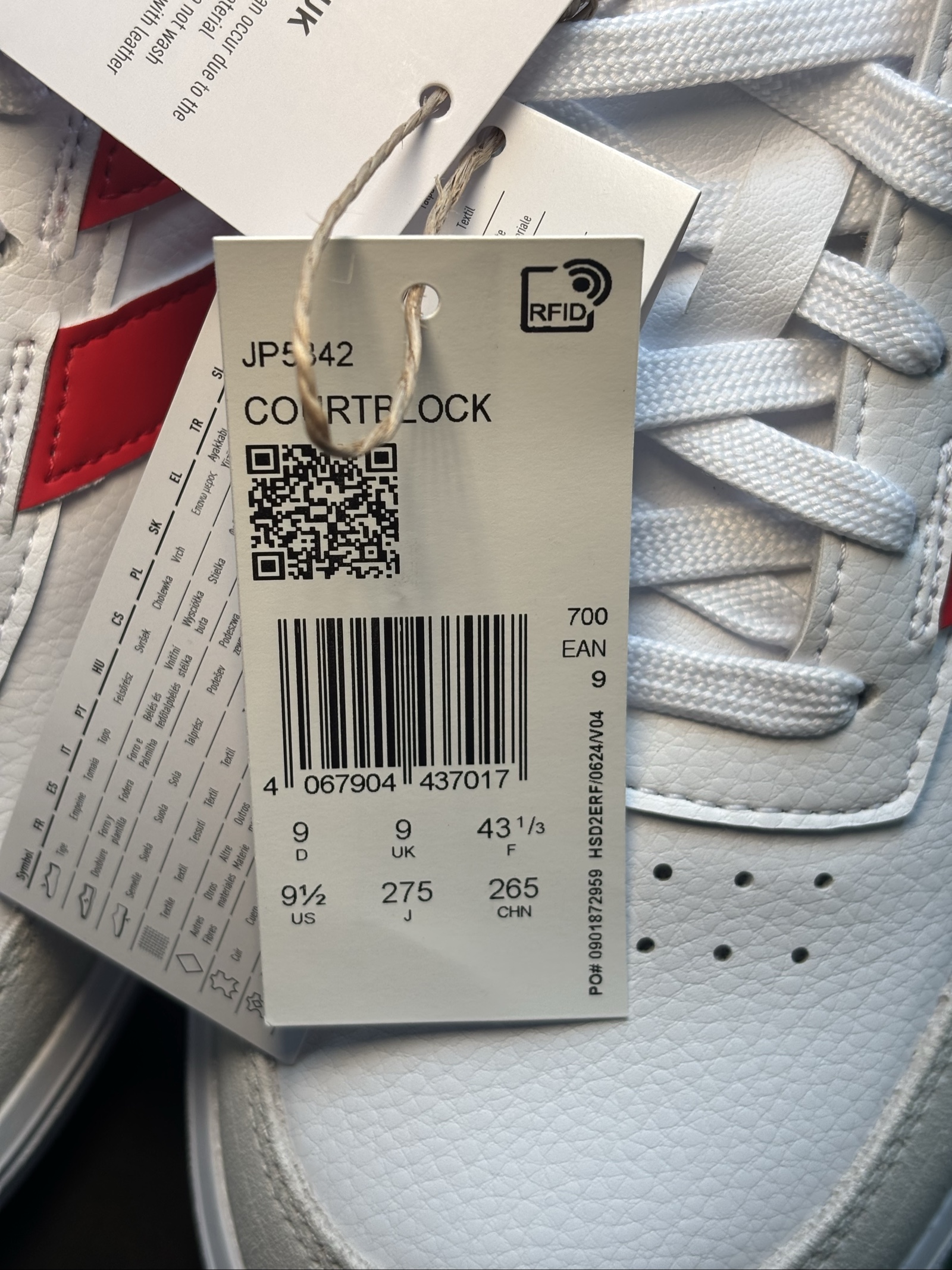 UK 9 Adidas Courtblock | White & Red JP5342 | New image 5