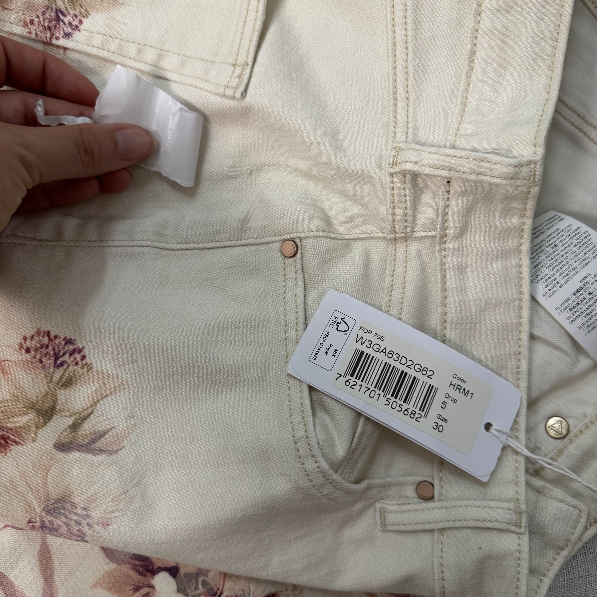 Vaqueros Guess POP 70S floral – Crema, 30 (tara) image 2