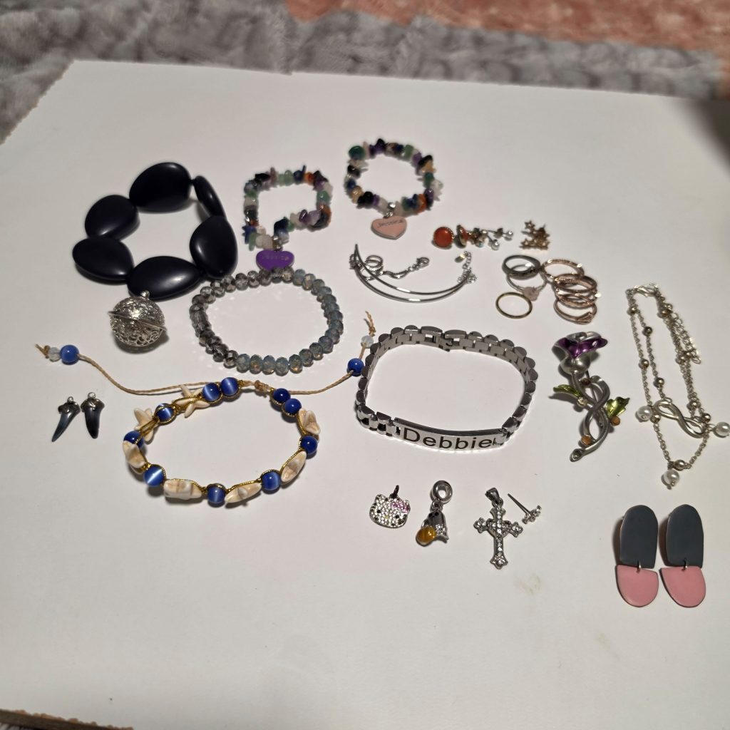 Mixed Colourful Jewelry Lot Bracelets Necklaces Rings Charms Earrings. B4