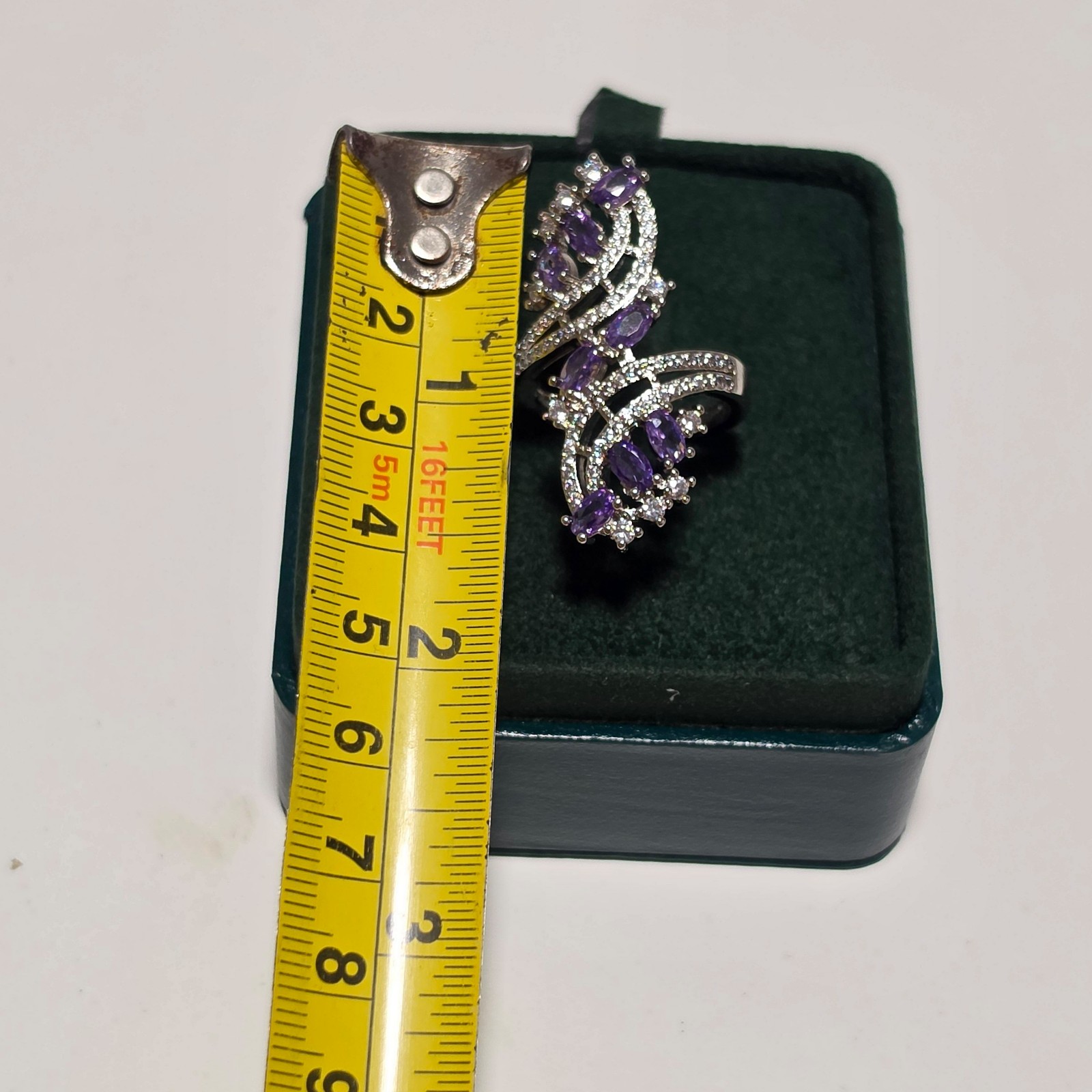 Costume Silver & Purple Women's Silver Tone Amethyst Ring.b4 image 4