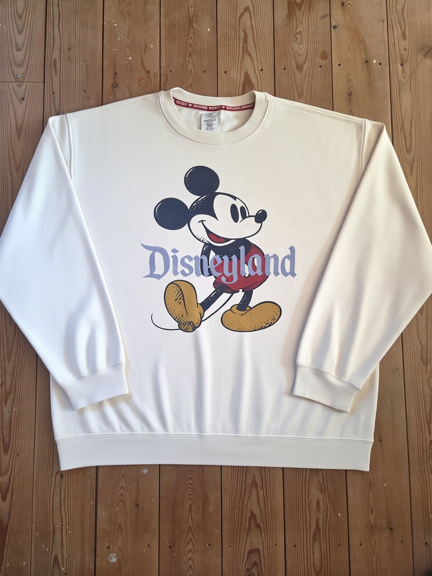 Official Disney Disneyland Mickey Mouse Cream Sweatshirt Size XL