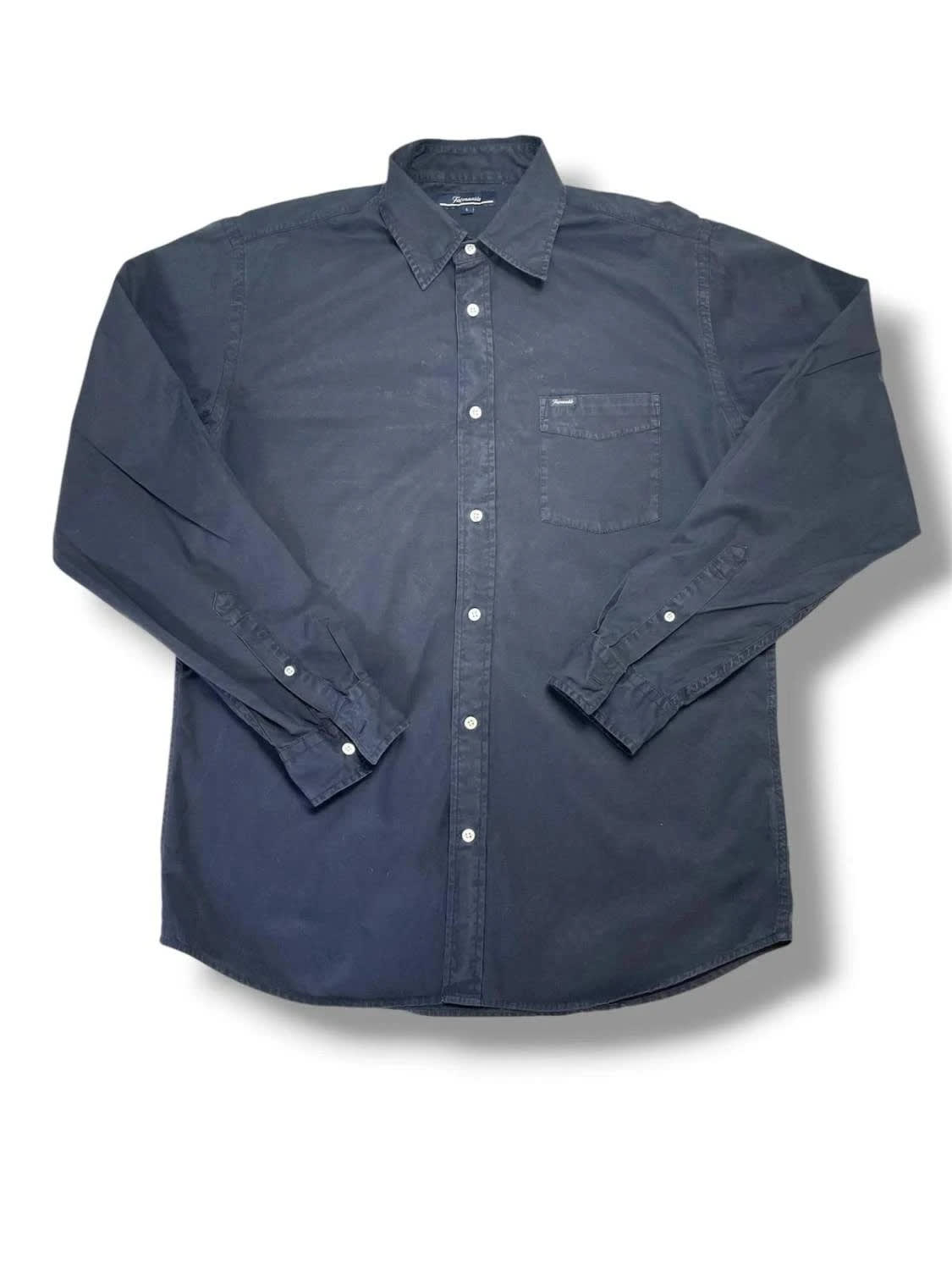Façonnable Men's Navy Blue Long Sleeve Shirt Graphic Back Large image 3