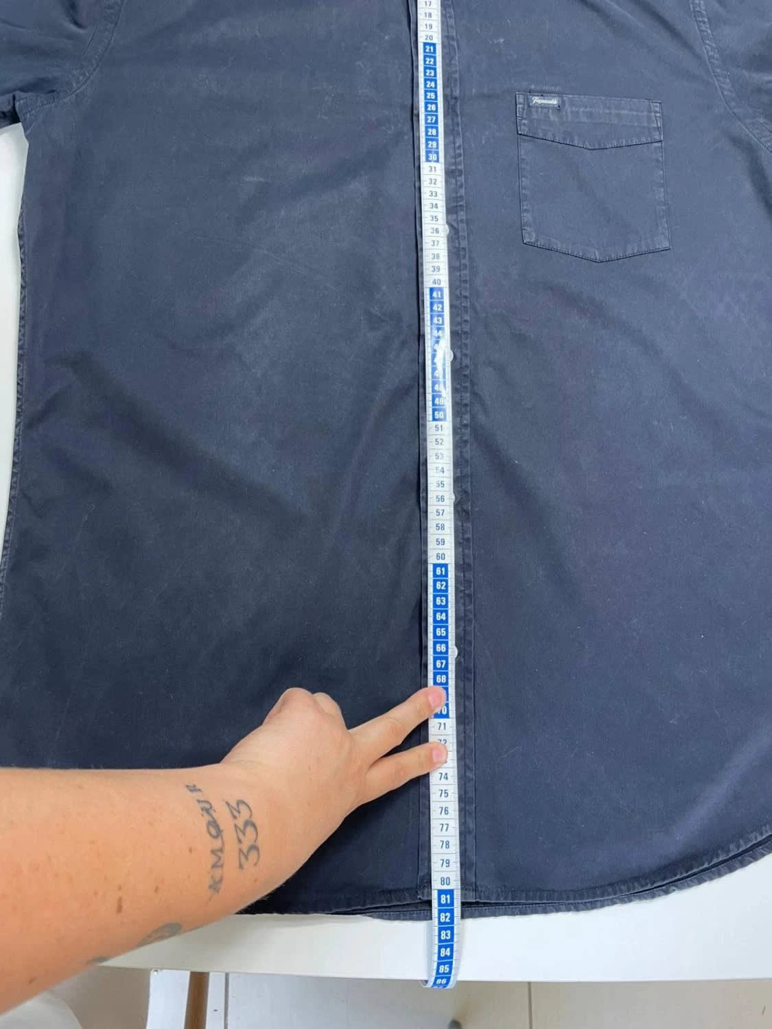 Façonnable Men's Navy Blue Long Sleeve Shirt Graphic Back Large image 7