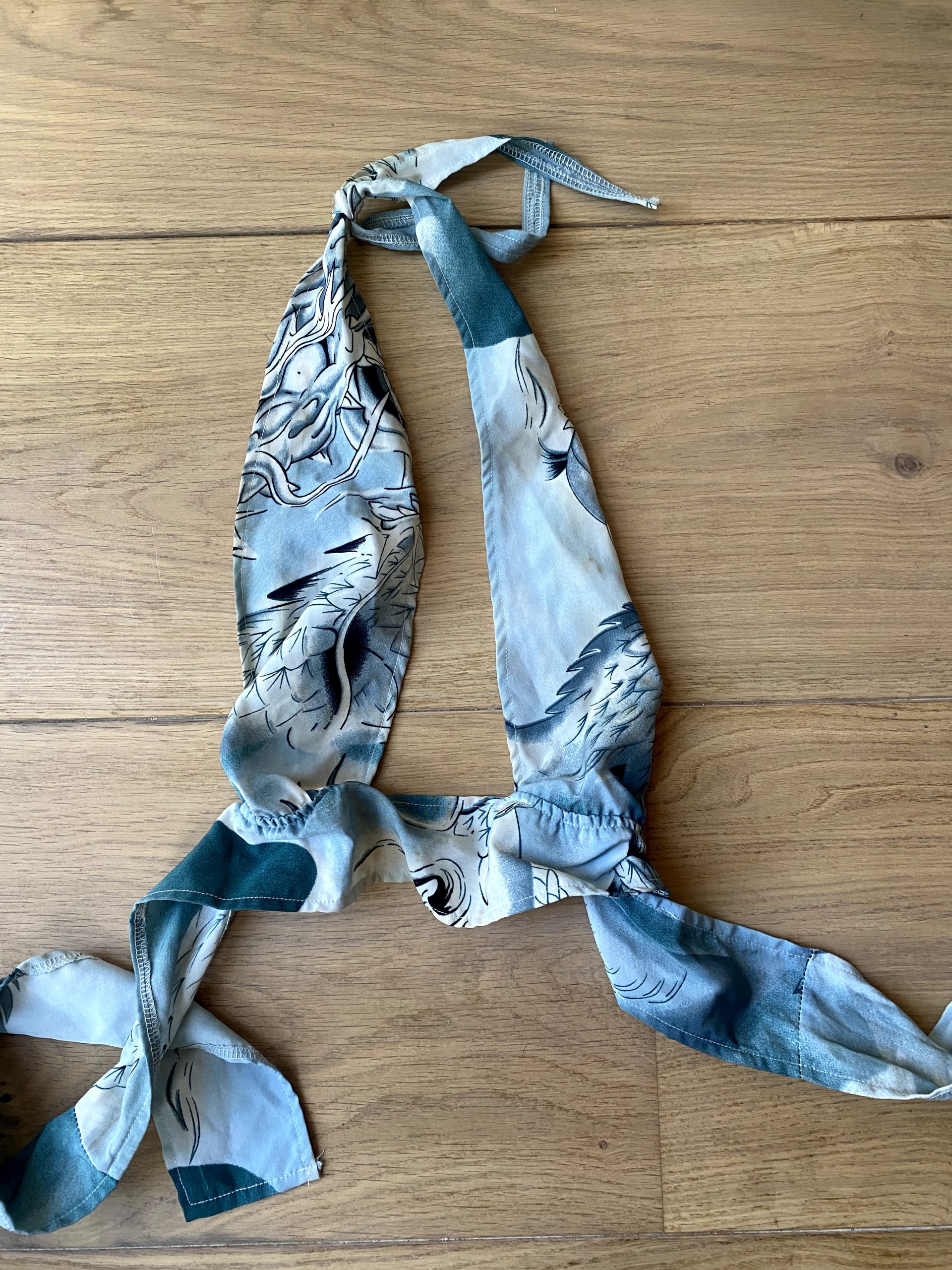 Best Vintage Blue & White Printed Halterneck Crop Top Small Adjustable Straps image 2