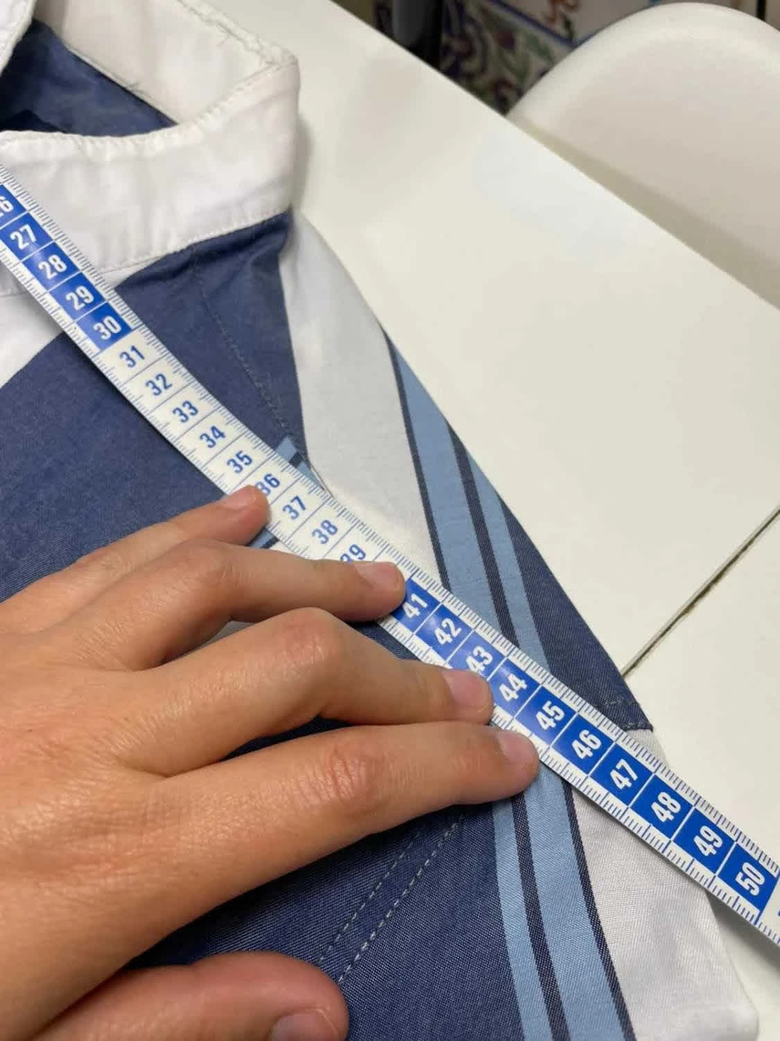 La Martina Chemise Homme Bleu Marine & Blanc Rayée Polo - taille Large image 7