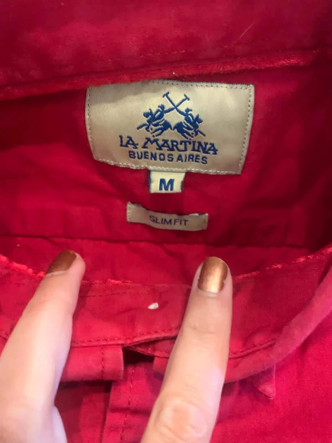 La Martina Buenos Aires Chemise Rouge Slim Fit Manches Longues - taille Medium image 4