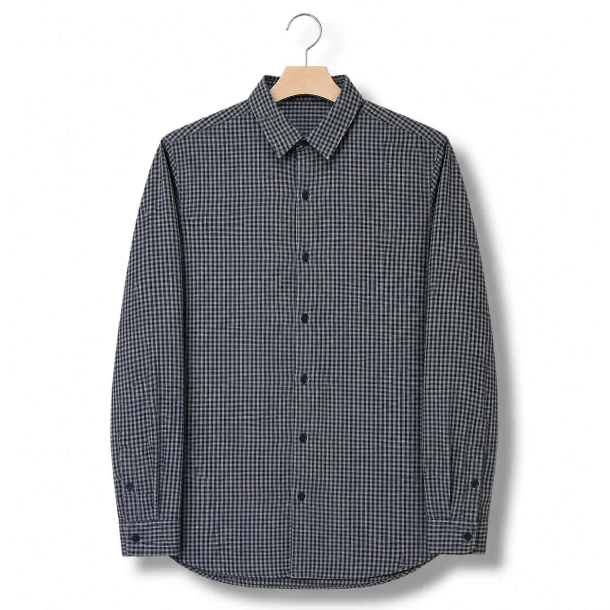 Sandro Paris Chemise Gris & Noir Gingham Manches Longues - taille L