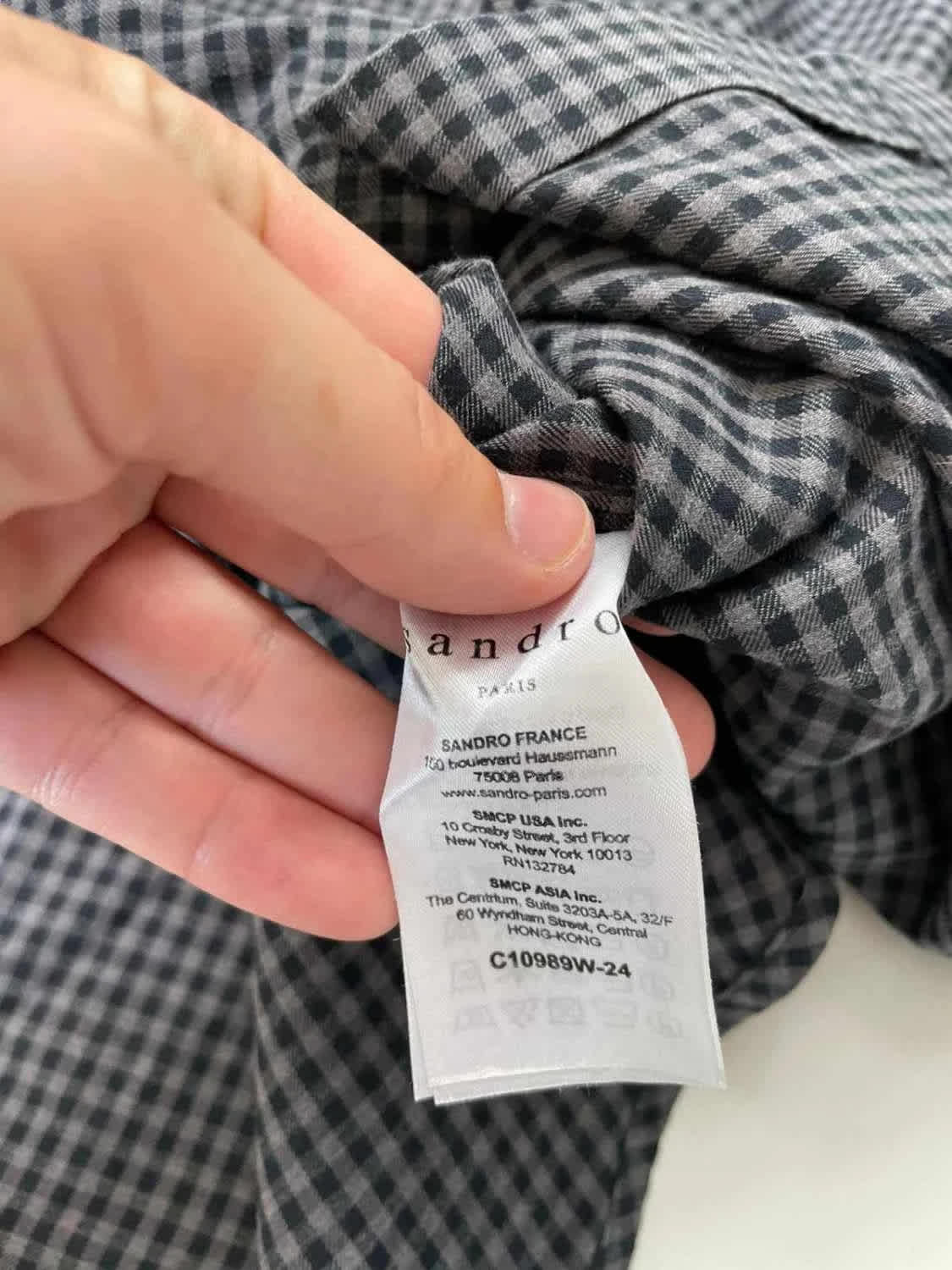 Sandro Paris Chemise Gris & Noir Gingham Manches Longues - taille L image 4
