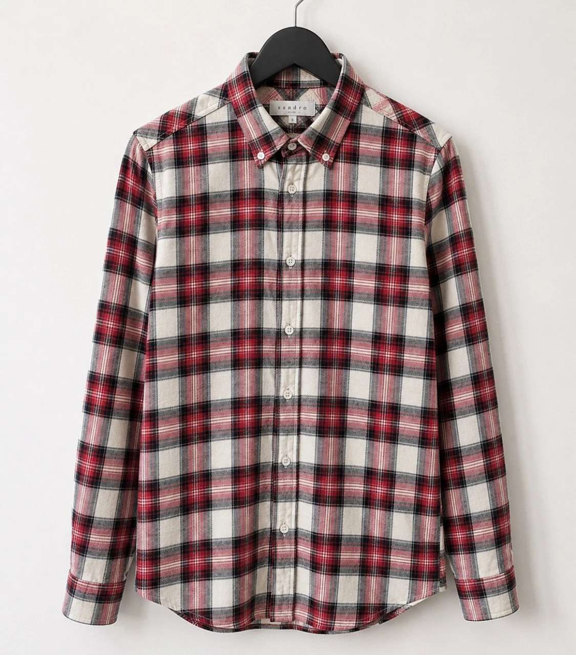 Sandro Chemise Homme à Carreaux Rouge & Blanc Manches Longues - taille Small