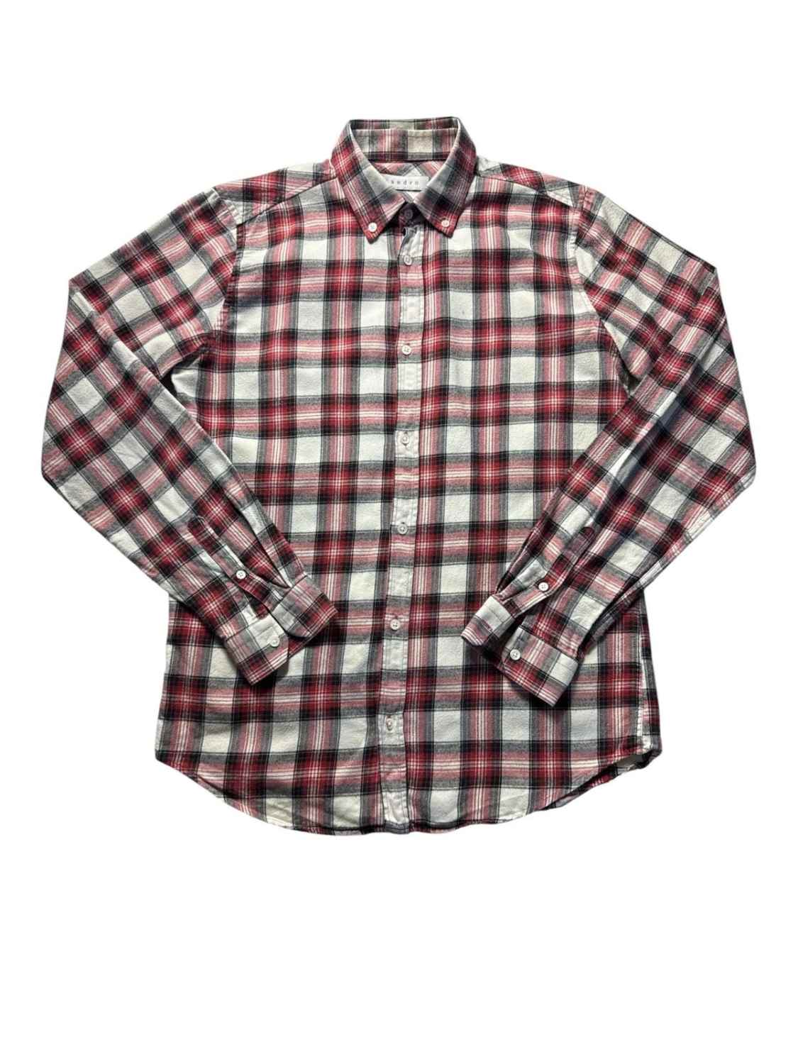 Sandro Chemise Homme à Carreaux Rouge & Blanc Manches Longues - taille Small image 2