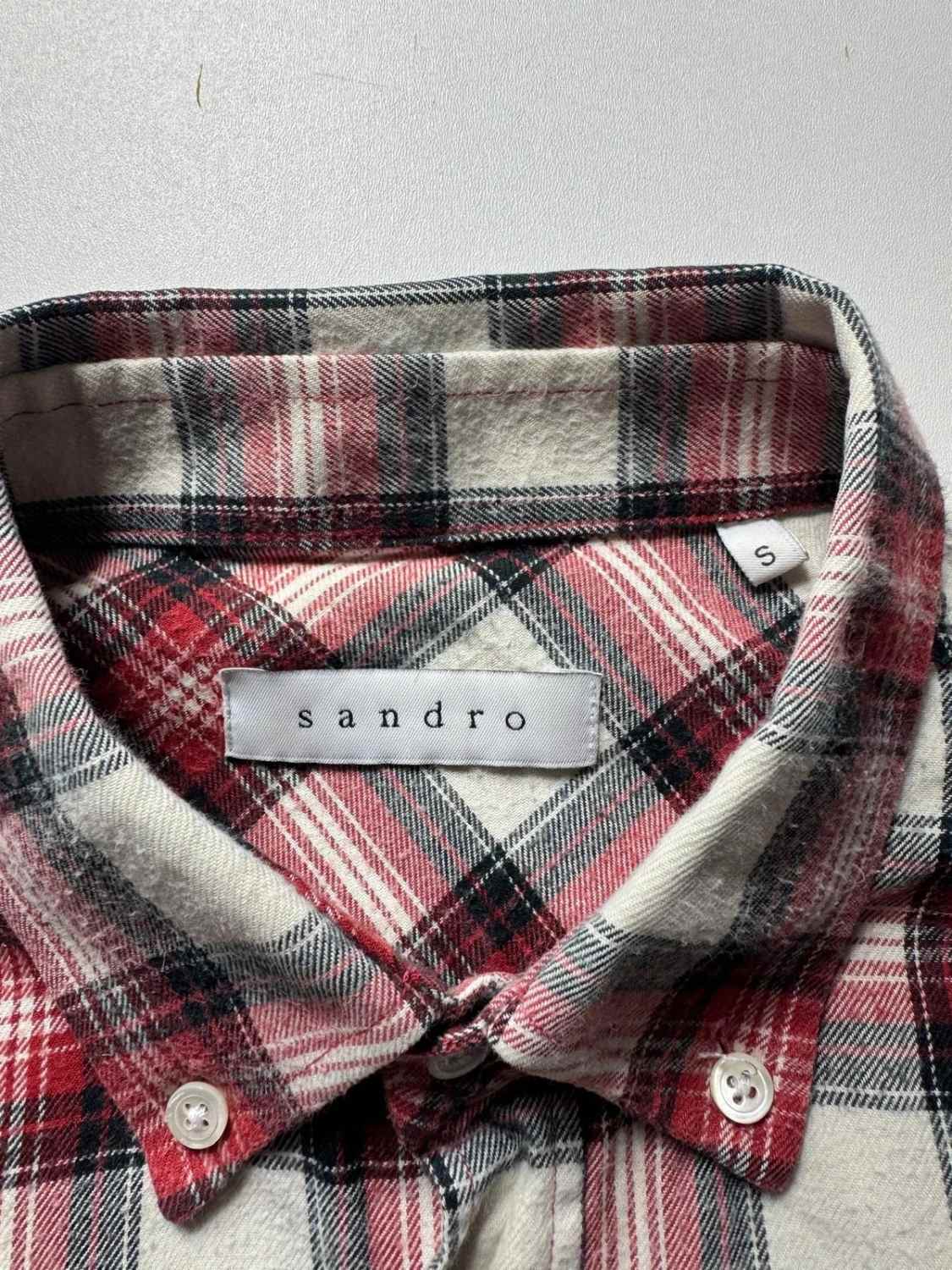 Sandro Chemise Homme à Carreaux Rouge & Blanc Manches Longues - taille Small image 5